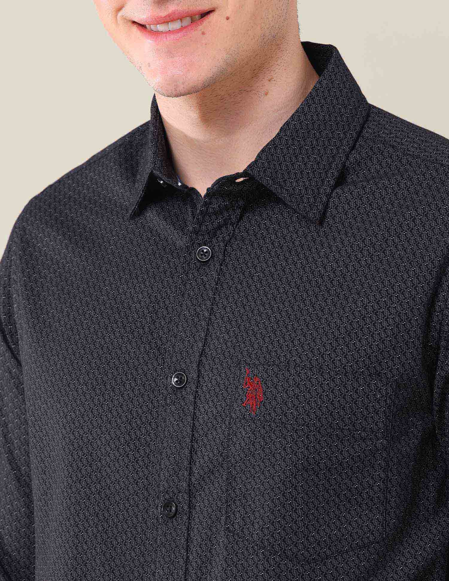 Tailored Fit Geometric Printed Shirt - Image 7