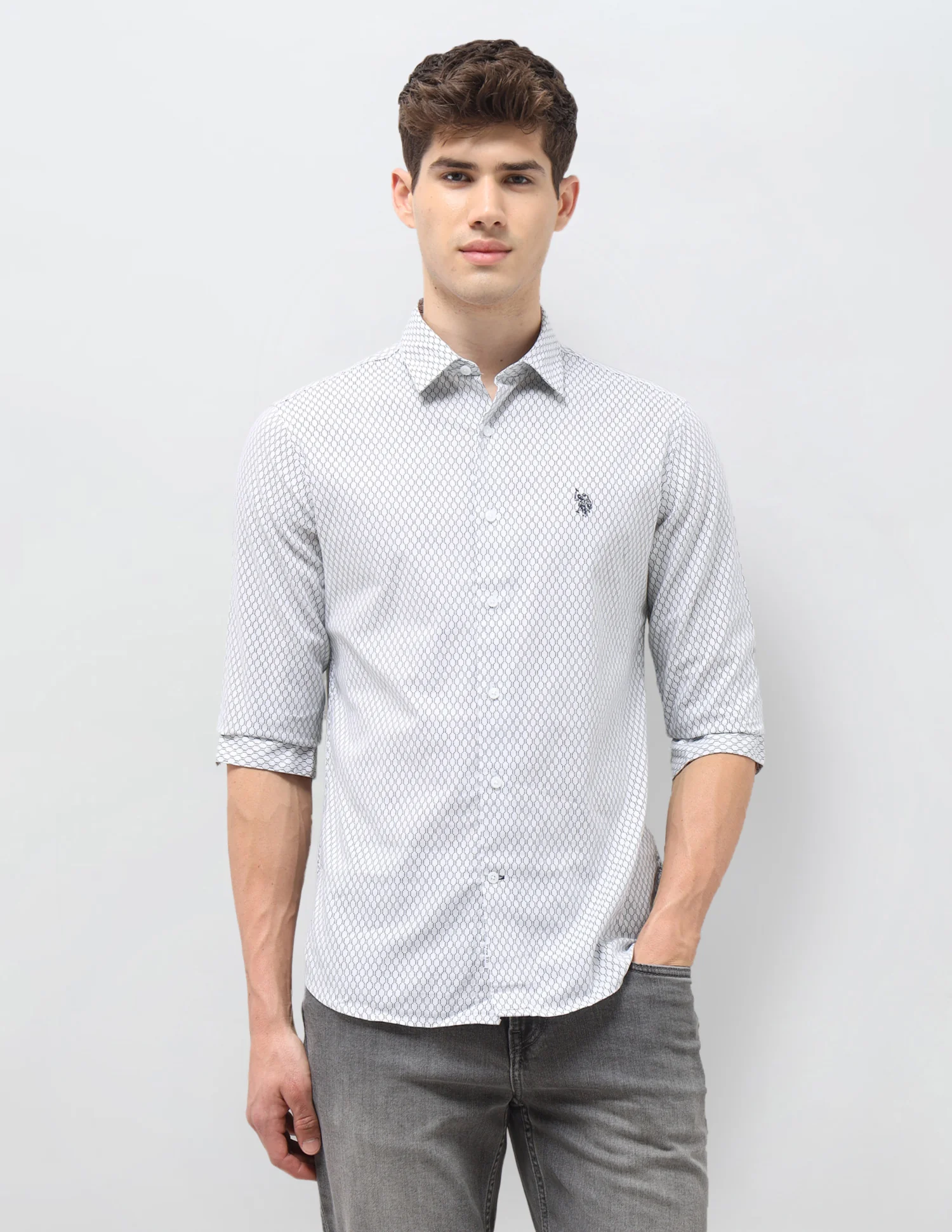 Tailored Fit Geometric Printed Shirt - Image 6