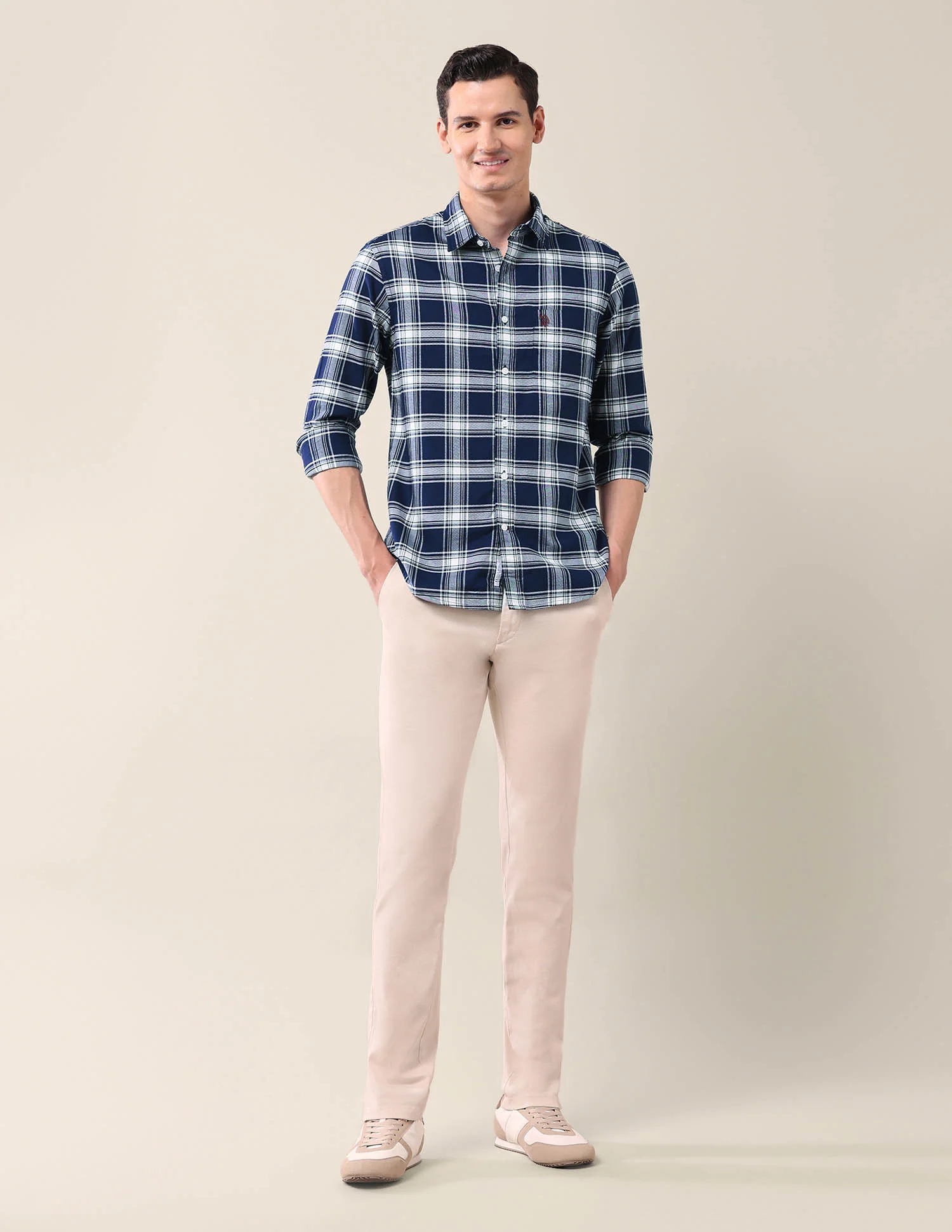 Tailored Fit Grid Tattersall Checked Shirt - Image 3