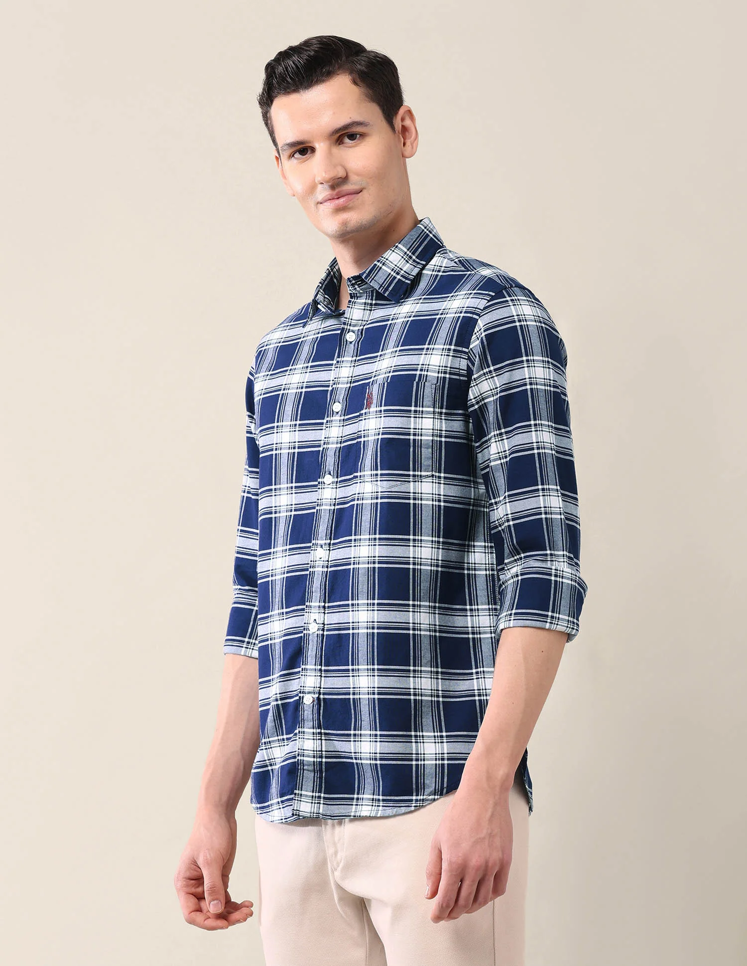 Tailored Fit Grid Tattersall Checked Shirt - Image 4