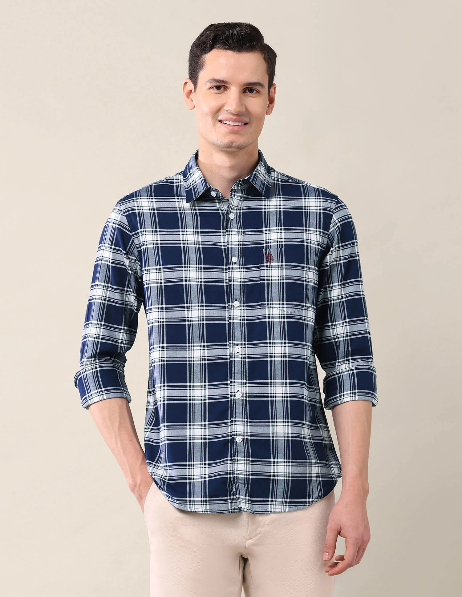 Tailored Fit Grid Tattersall Checked Shirt - Image 6