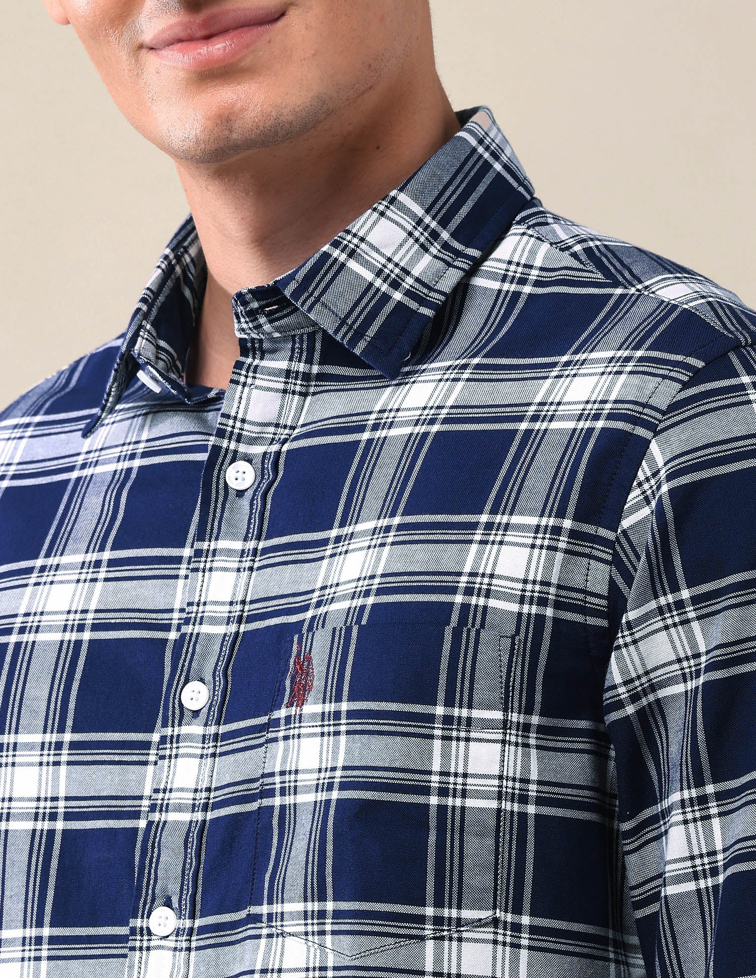 Tailored Fit Grid Tattersall Checked Shirt - Image 7
