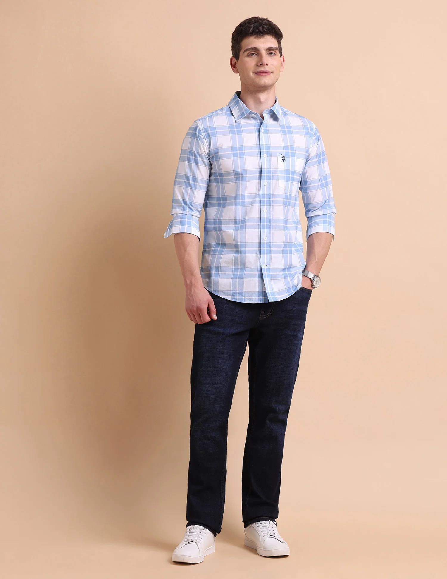 Tailored Fit Grid Tattersall Checked Shirt - Image 3