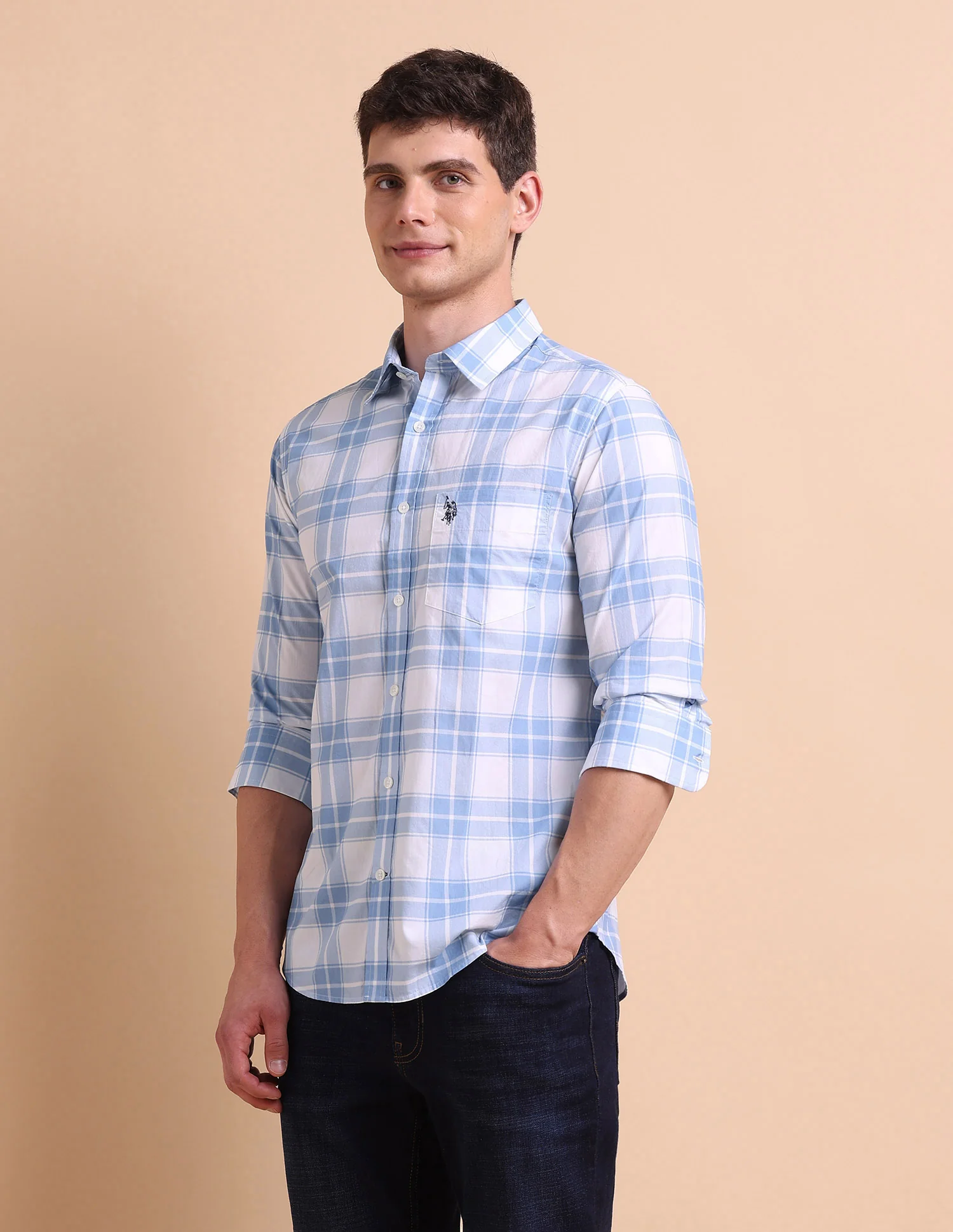 Tailored Fit Grid Tattersall Checked Shirt - Image 4