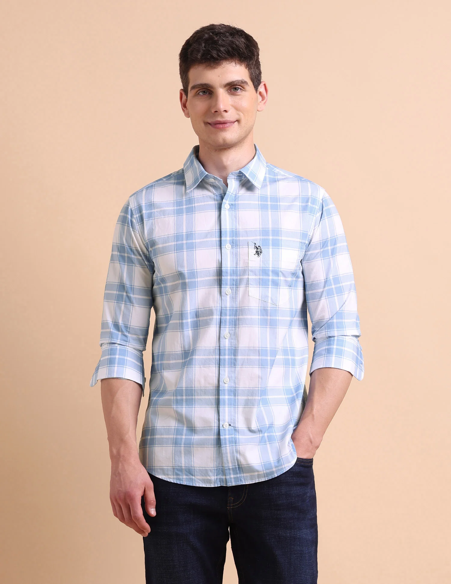 Tailored Fit Grid Tattersall Checked Shirt - Image 6