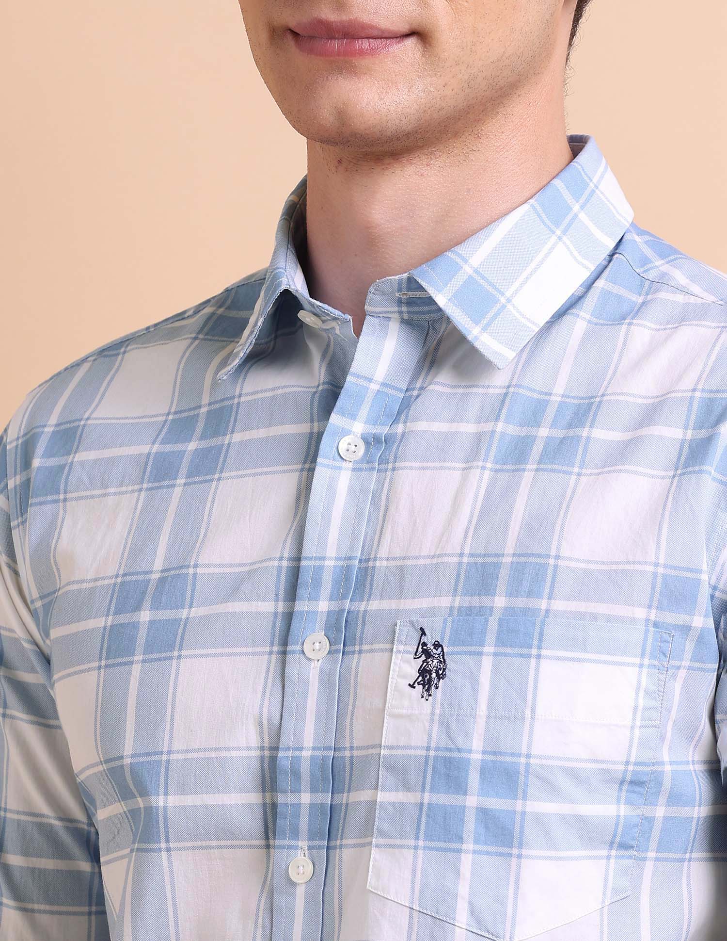 Tailored Fit Grid Tattersall Checked Shirt - Image 7