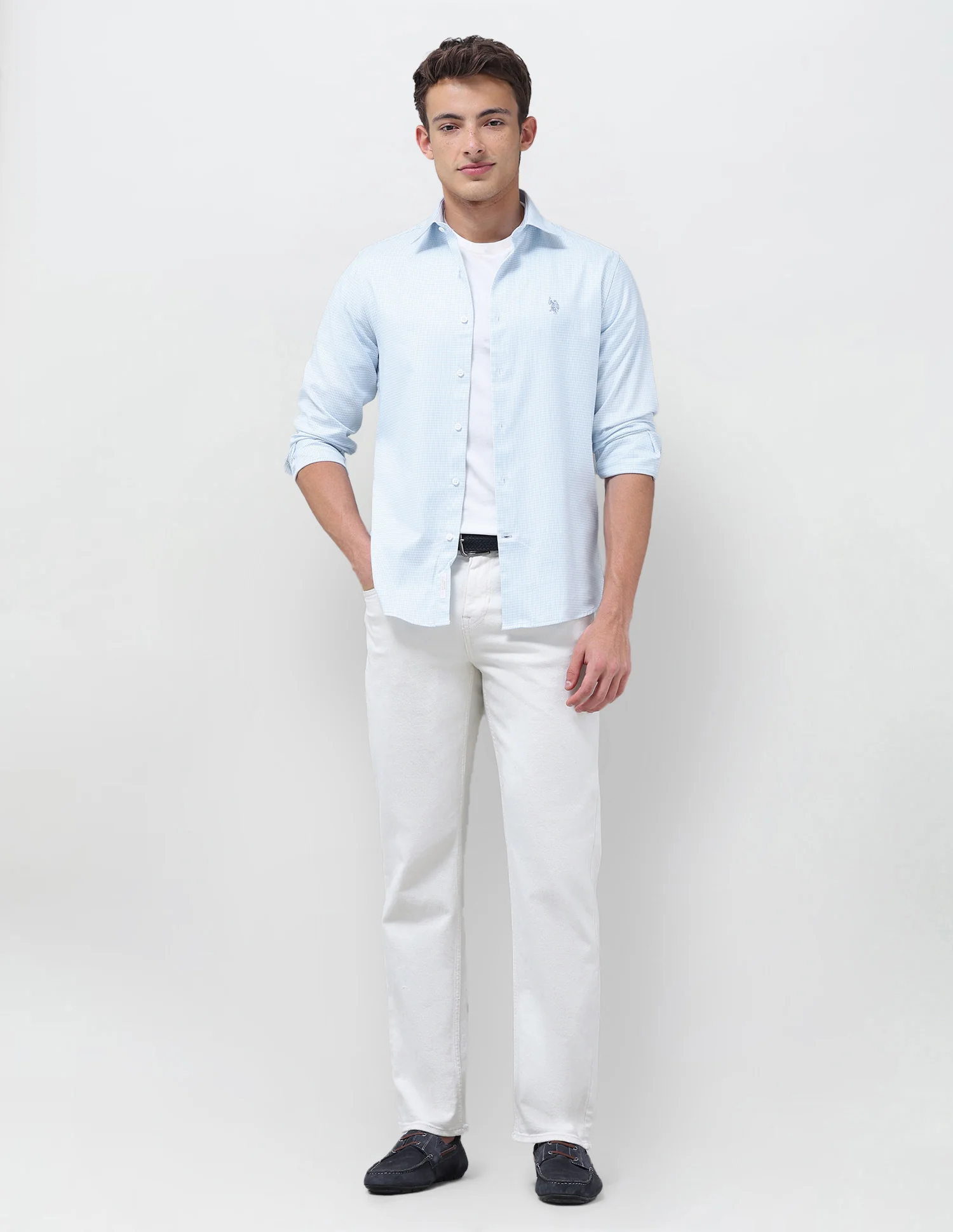 Tailored Fit Micro Checked Shirt - Image 3