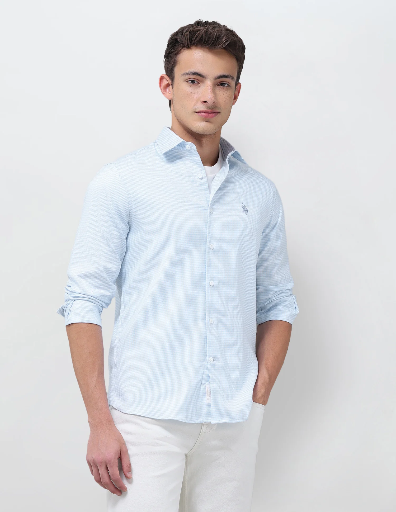 Tailored Fit Micro Checked Shirt - Image 4
