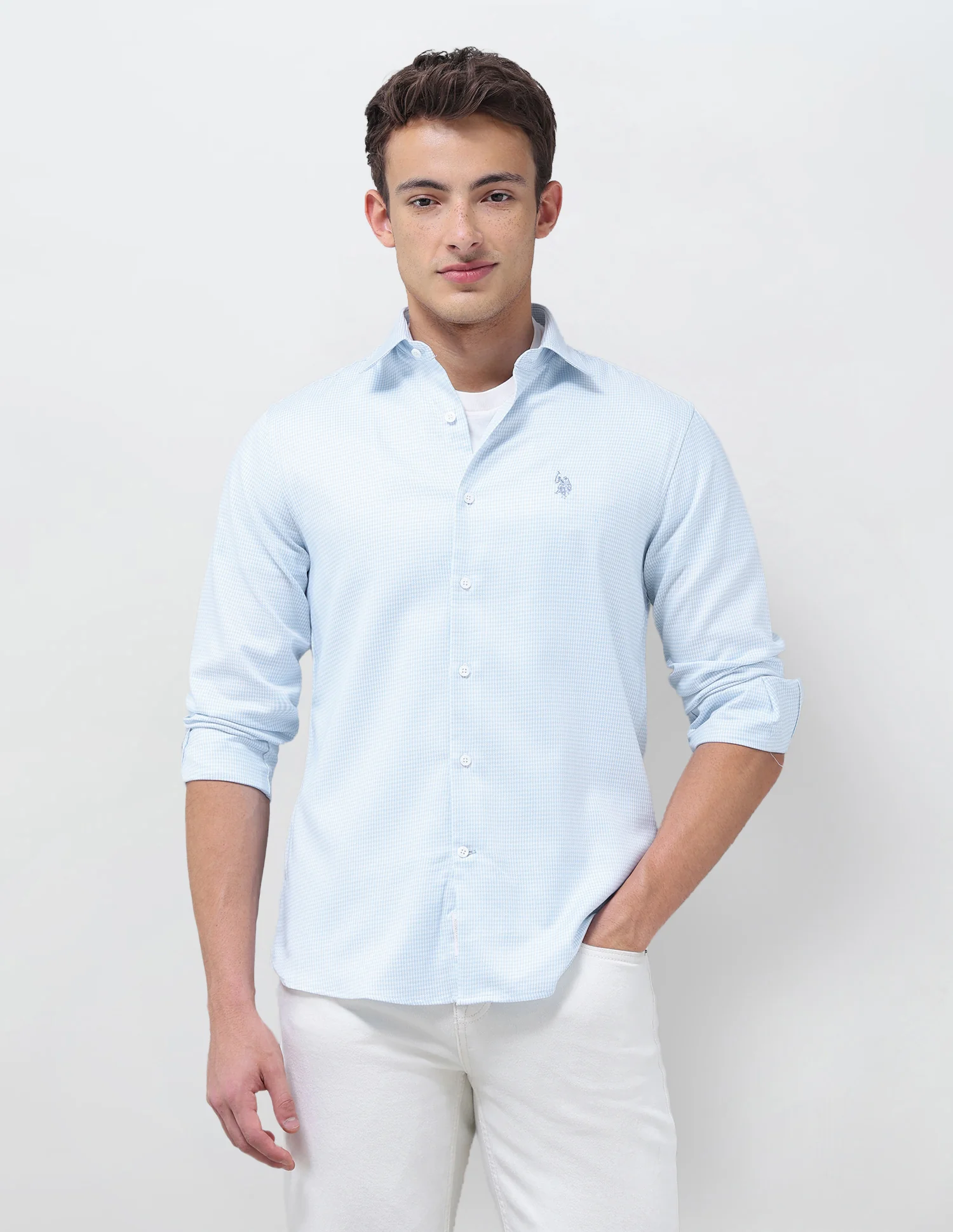 Tailored Fit Micro Checked Shirt - Image 6