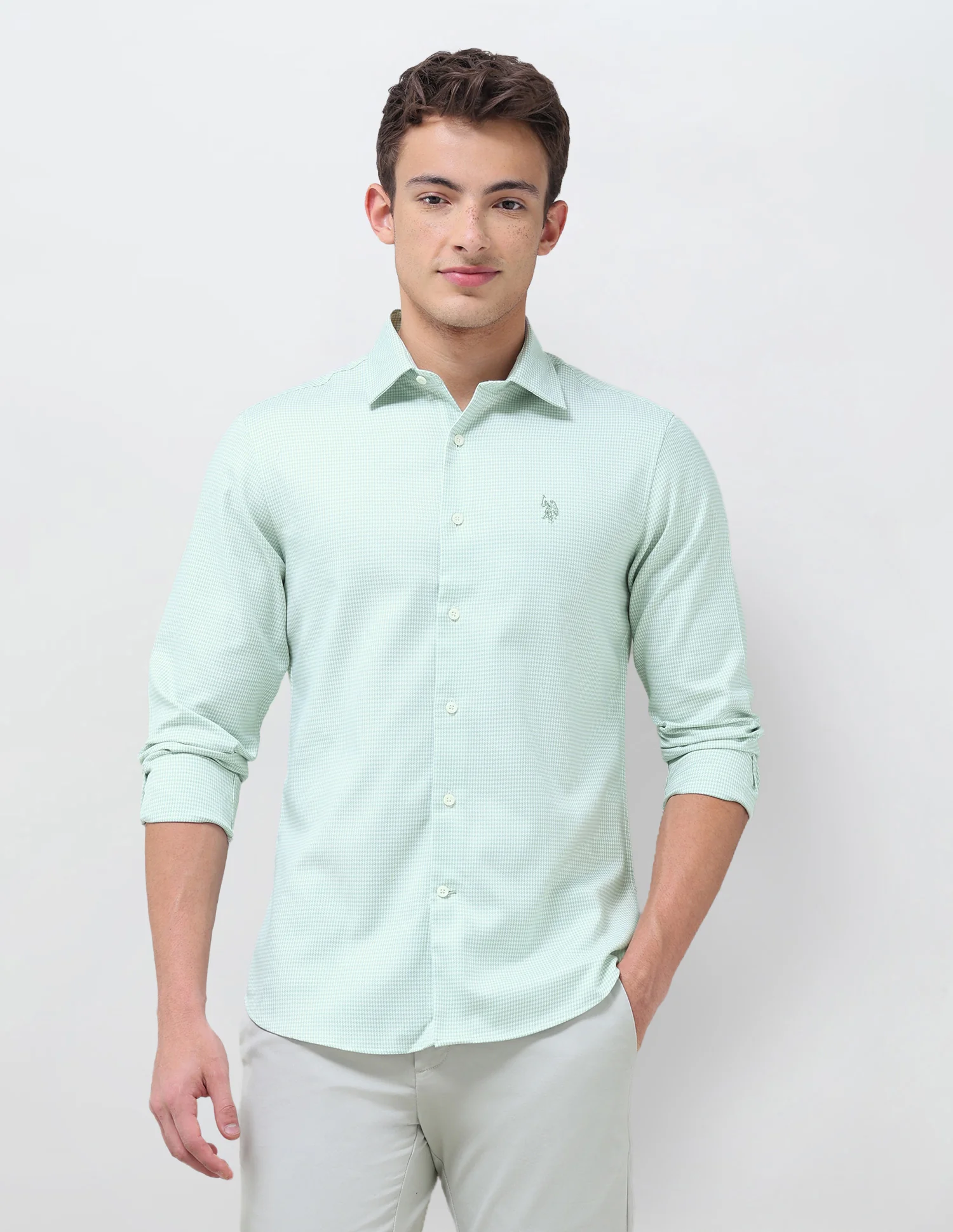 Tailored Fit Micro Checked Shirt - Image 6
