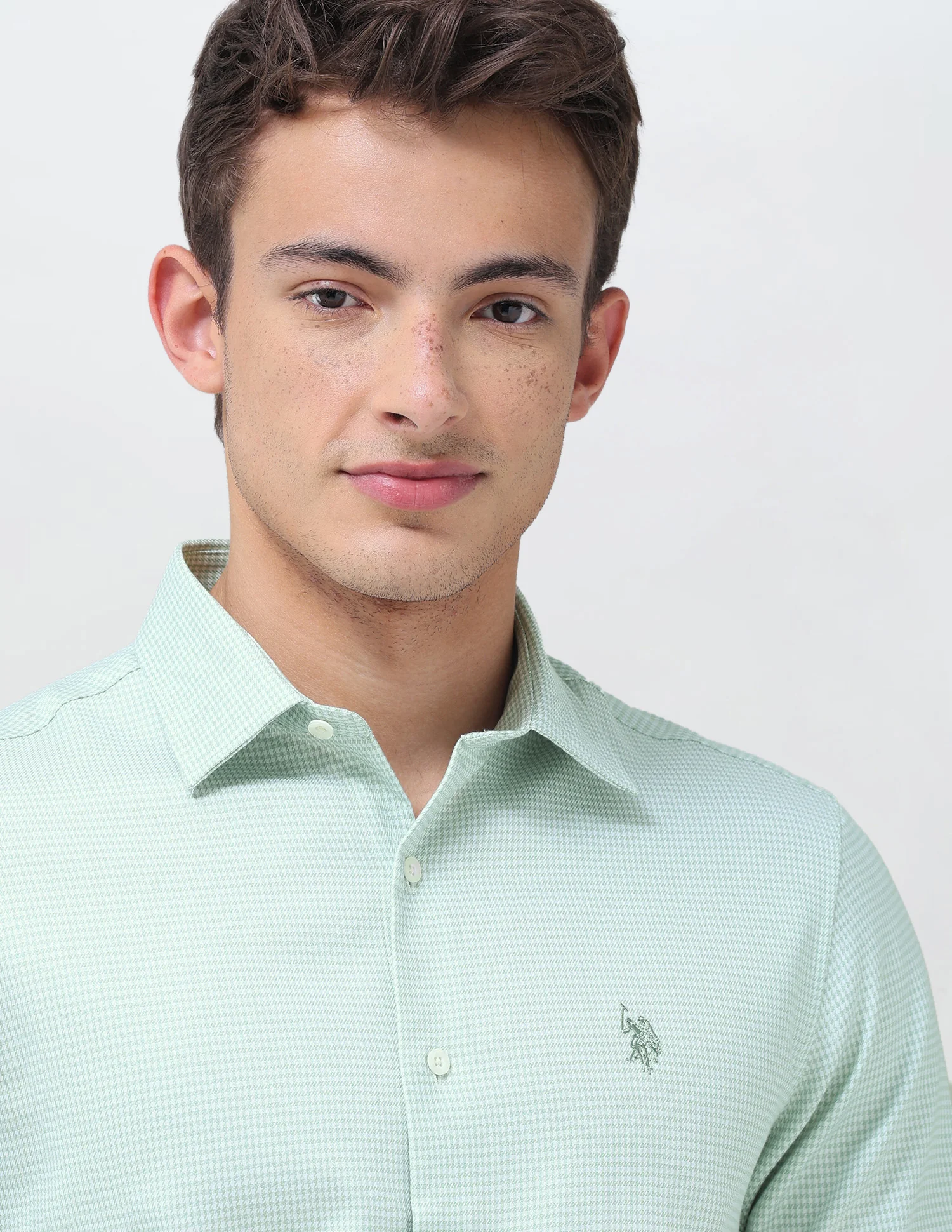 Tailored Fit Micro Checked Shirt - Image 7