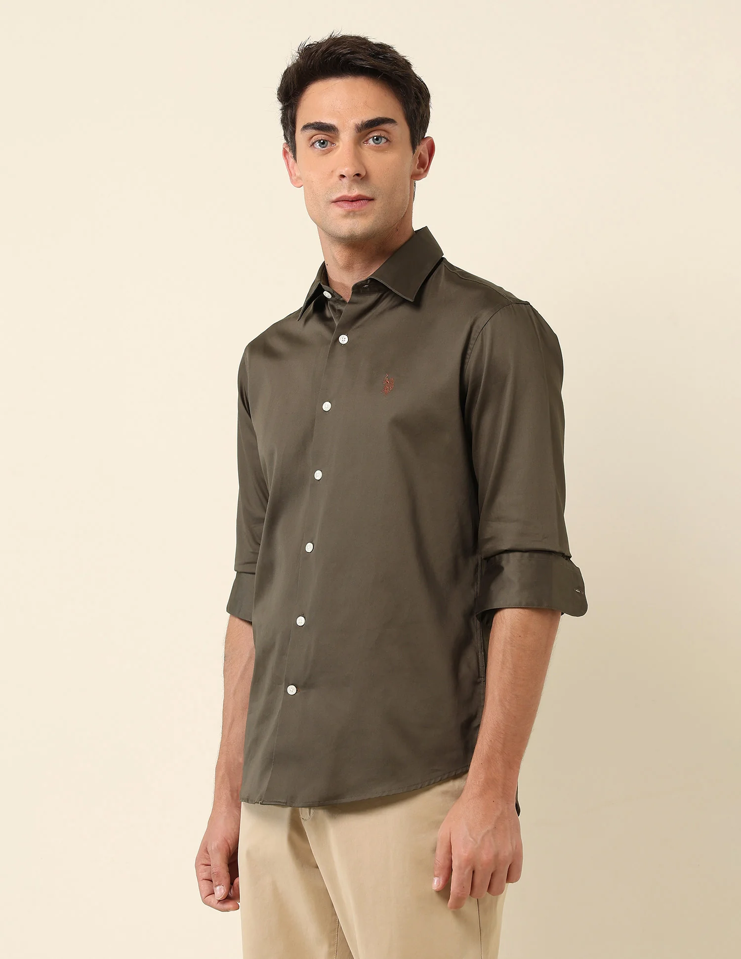 Tailored Fit Satin Pure Cotton Shirt - Image 4