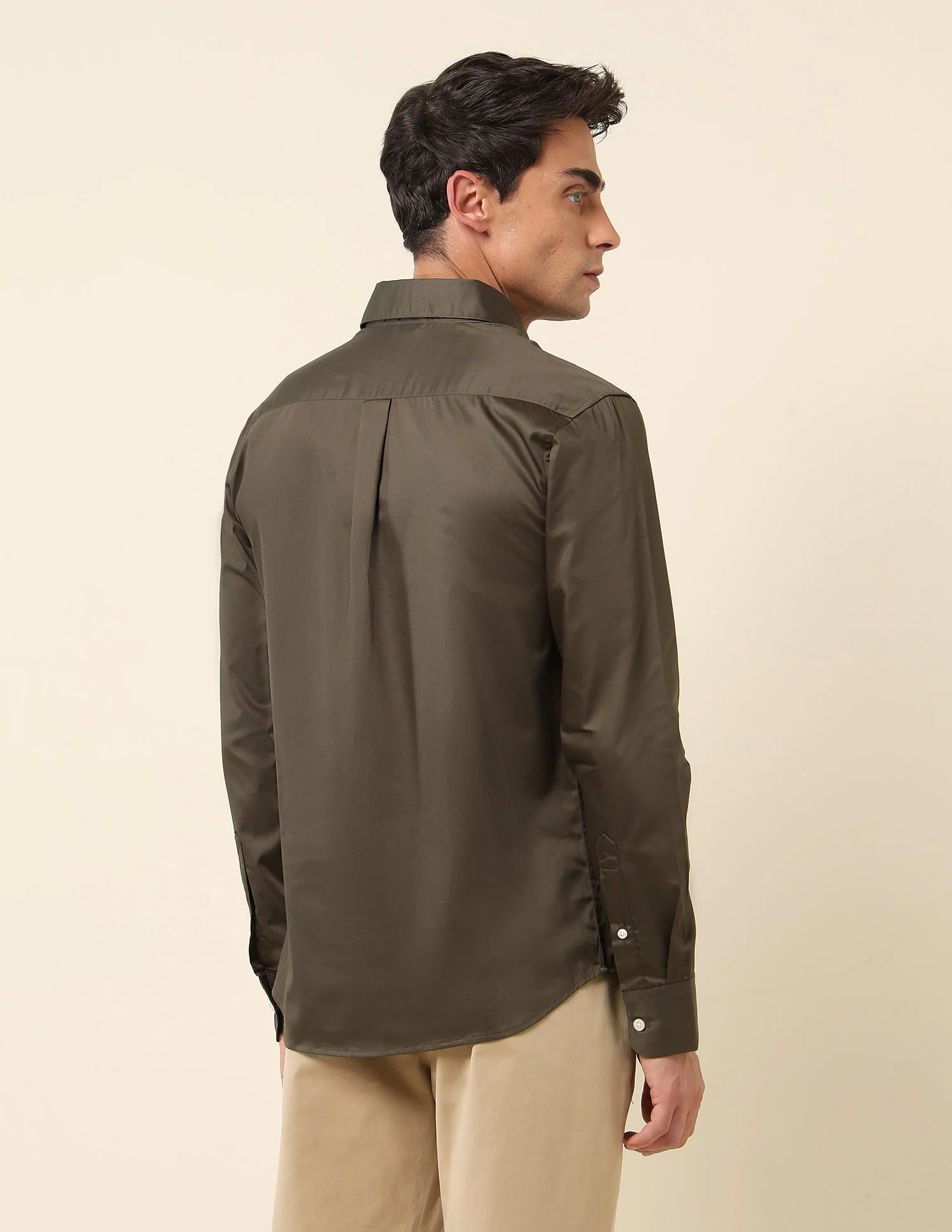 Tailored Fit Satin Pure Cotton Shirt - Image 5