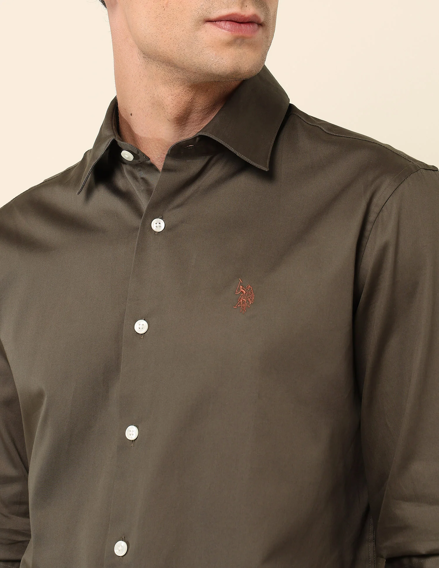 Tailored Fit Satin Pure Cotton Shirt - Image 7
