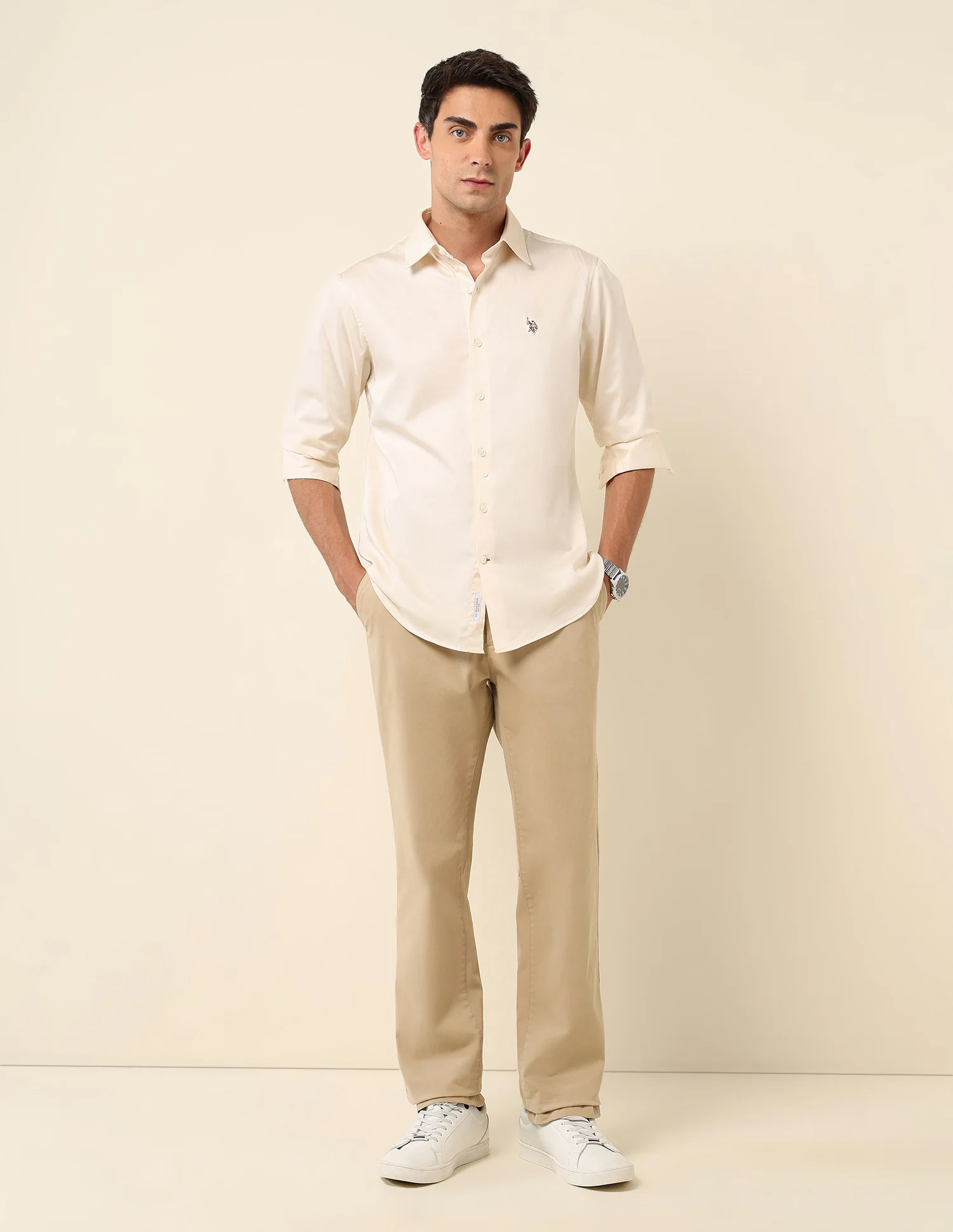 Tailored Fit Satin Pure Cotton Shirt - Image 3