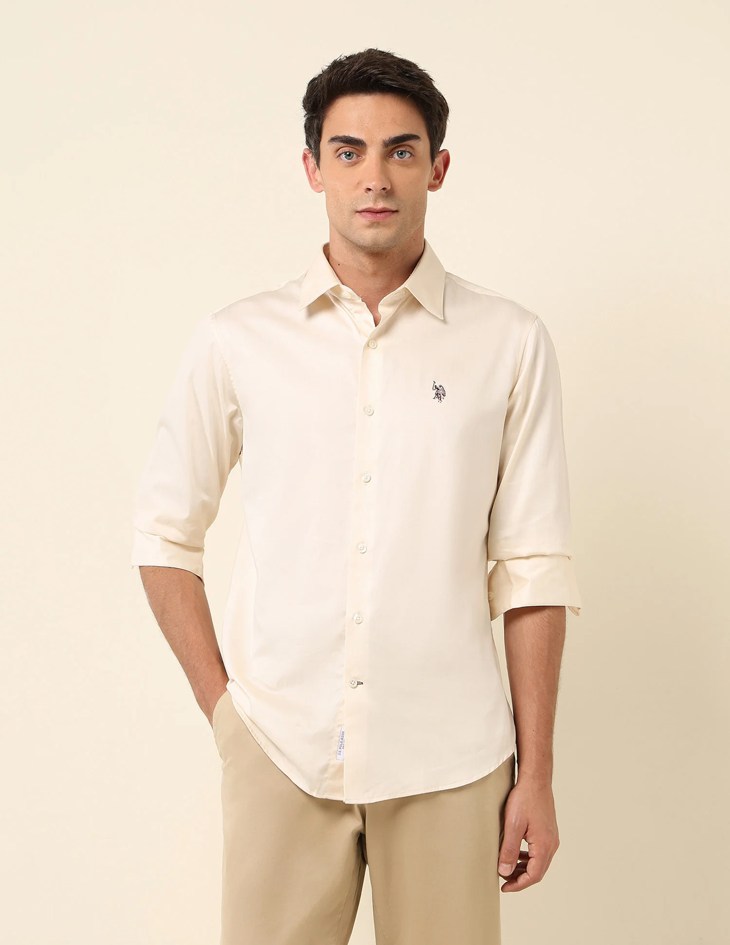 Tailored Fit Satin Pure Cotton Shirt - Image 6