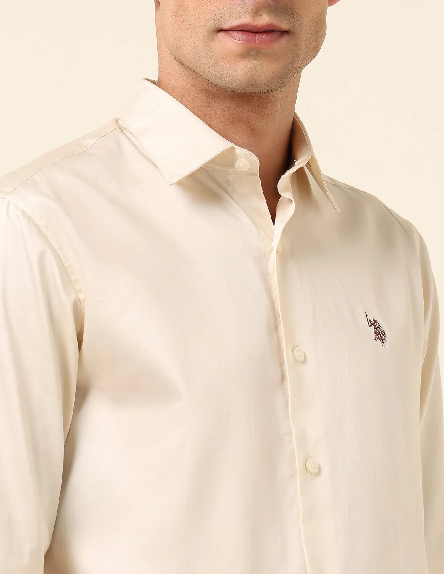 Tailored Fit Satin Pure Cotton Shirt - Image 7