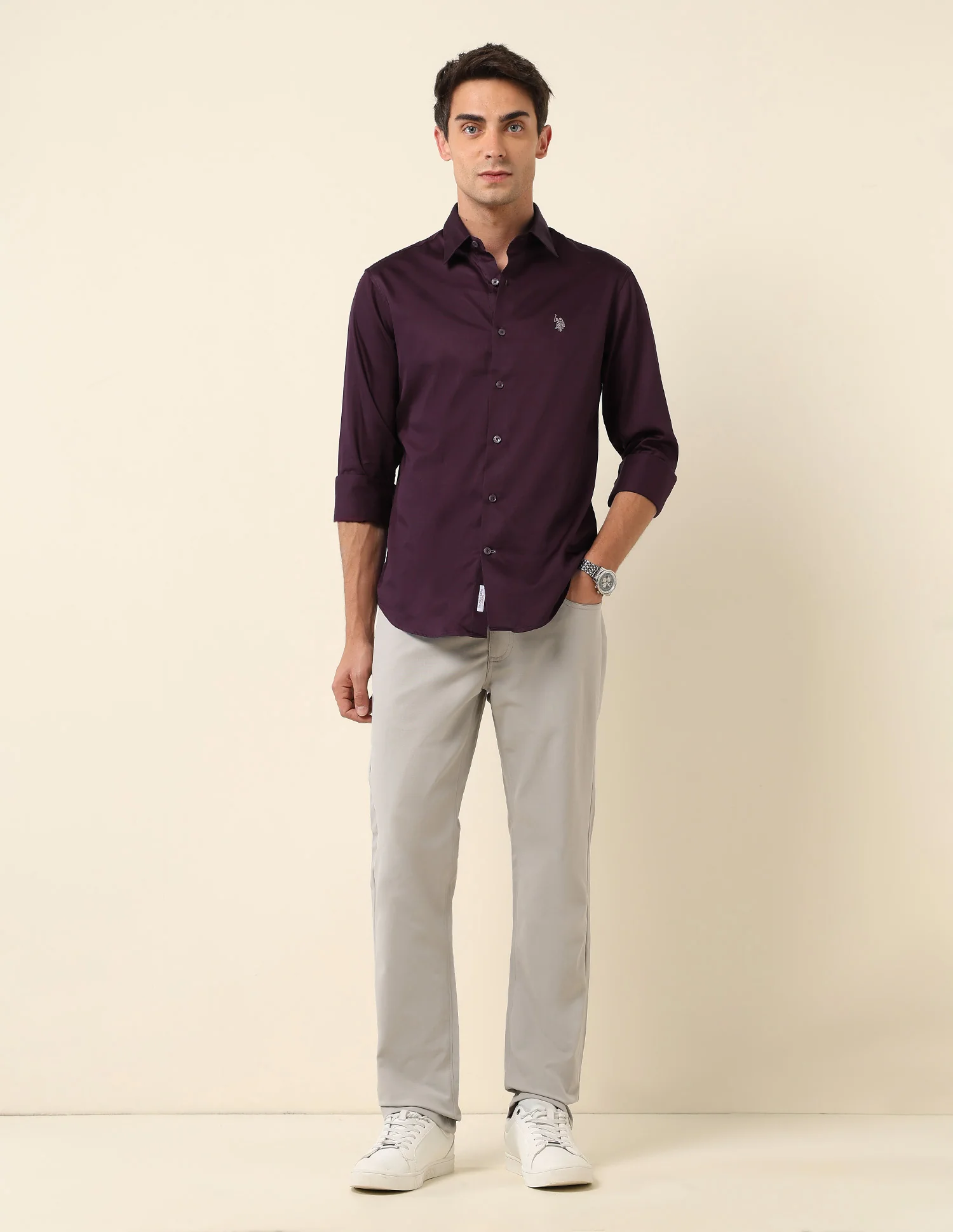 Tailored Fit Satin Pure Cotton Shirt - Image 3
