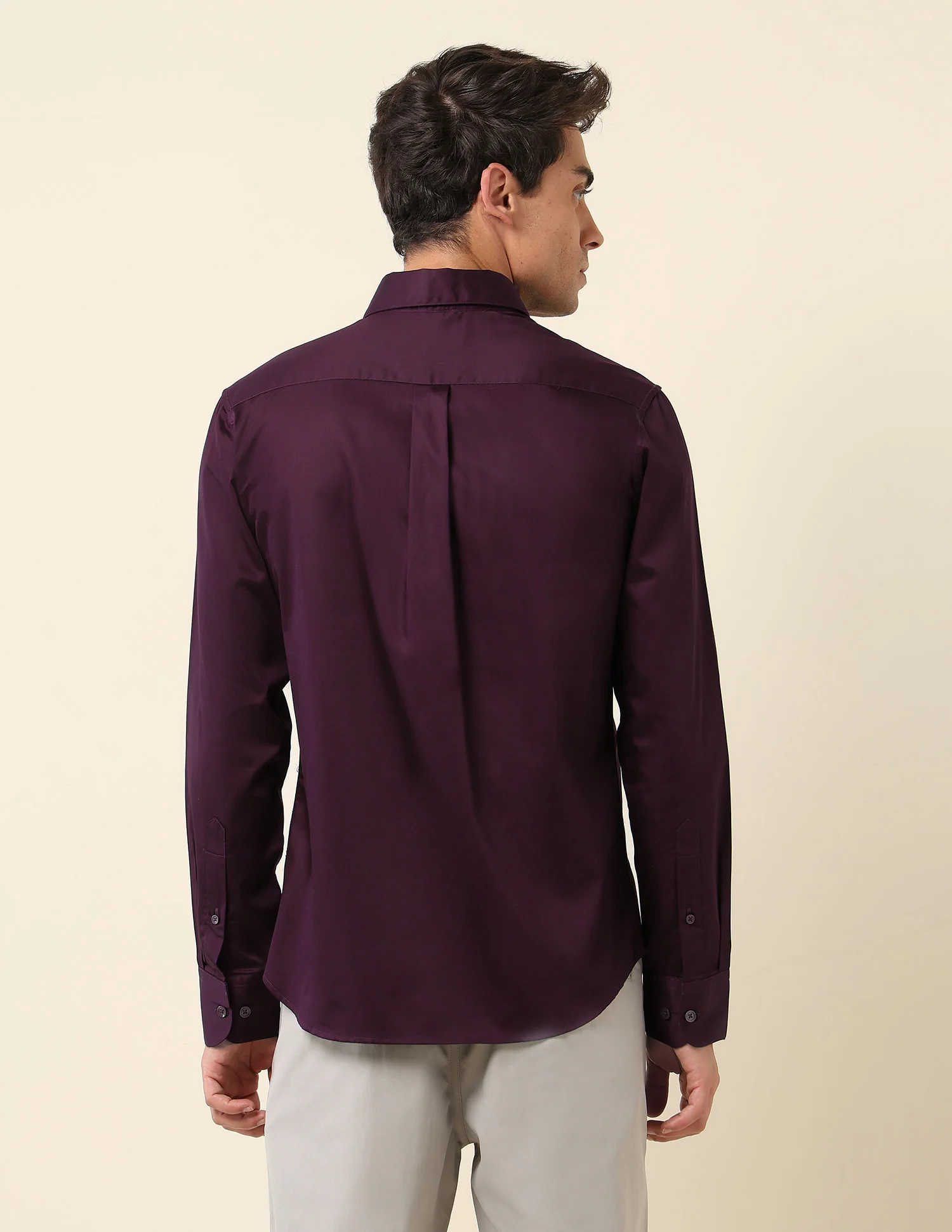 Tailored Fit Satin Pure Cotton Shirt - Image 5