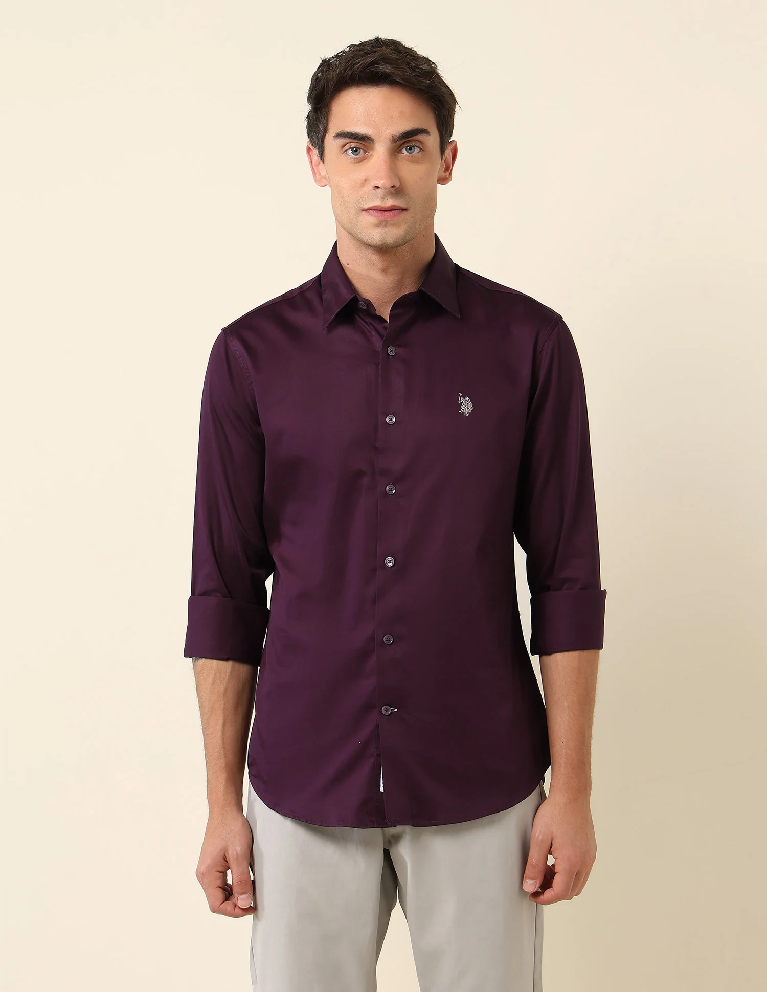 Tailored Fit Satin Pure Cotton Shirt - Image 6