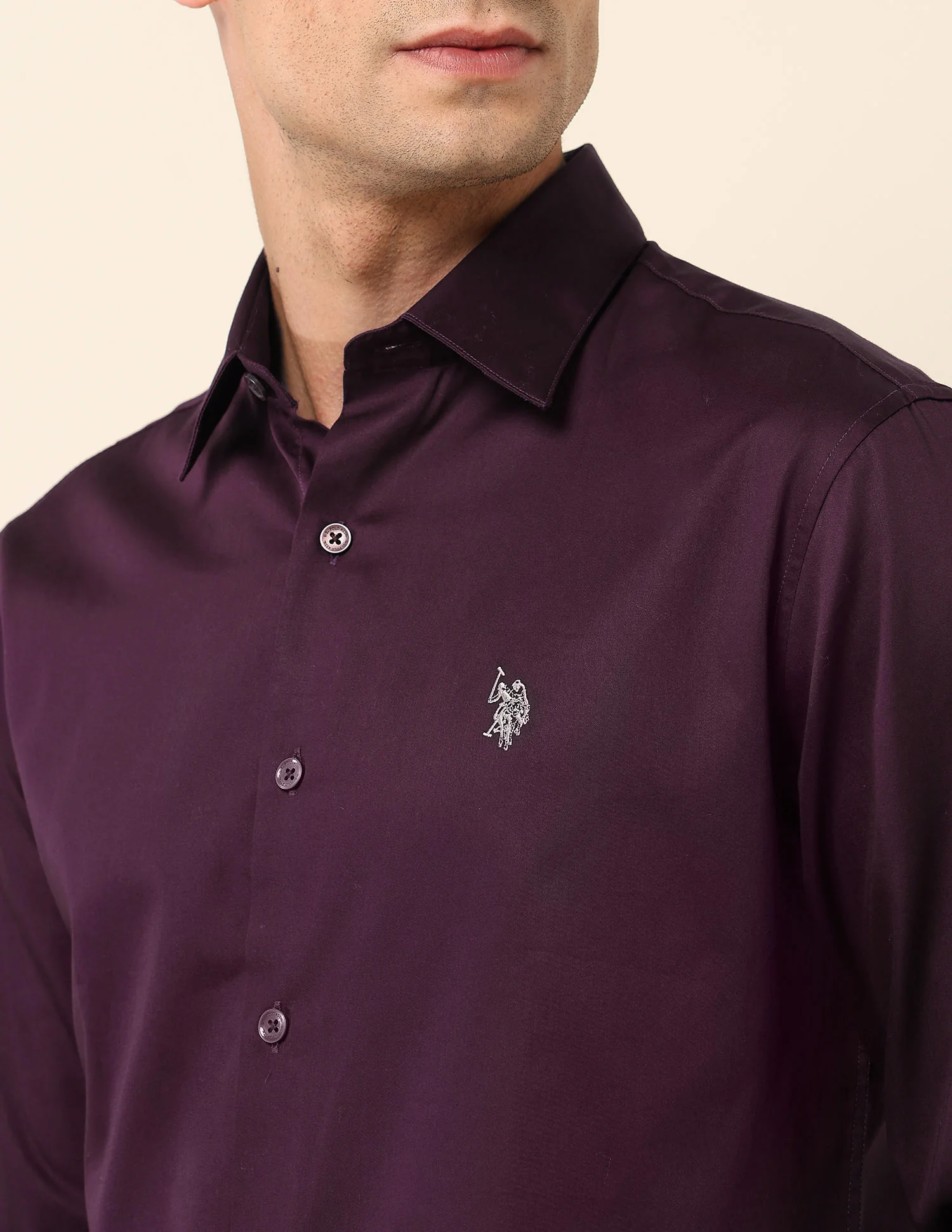 Tailored Fit Satin Pure Cotton Shirt - Image 7
