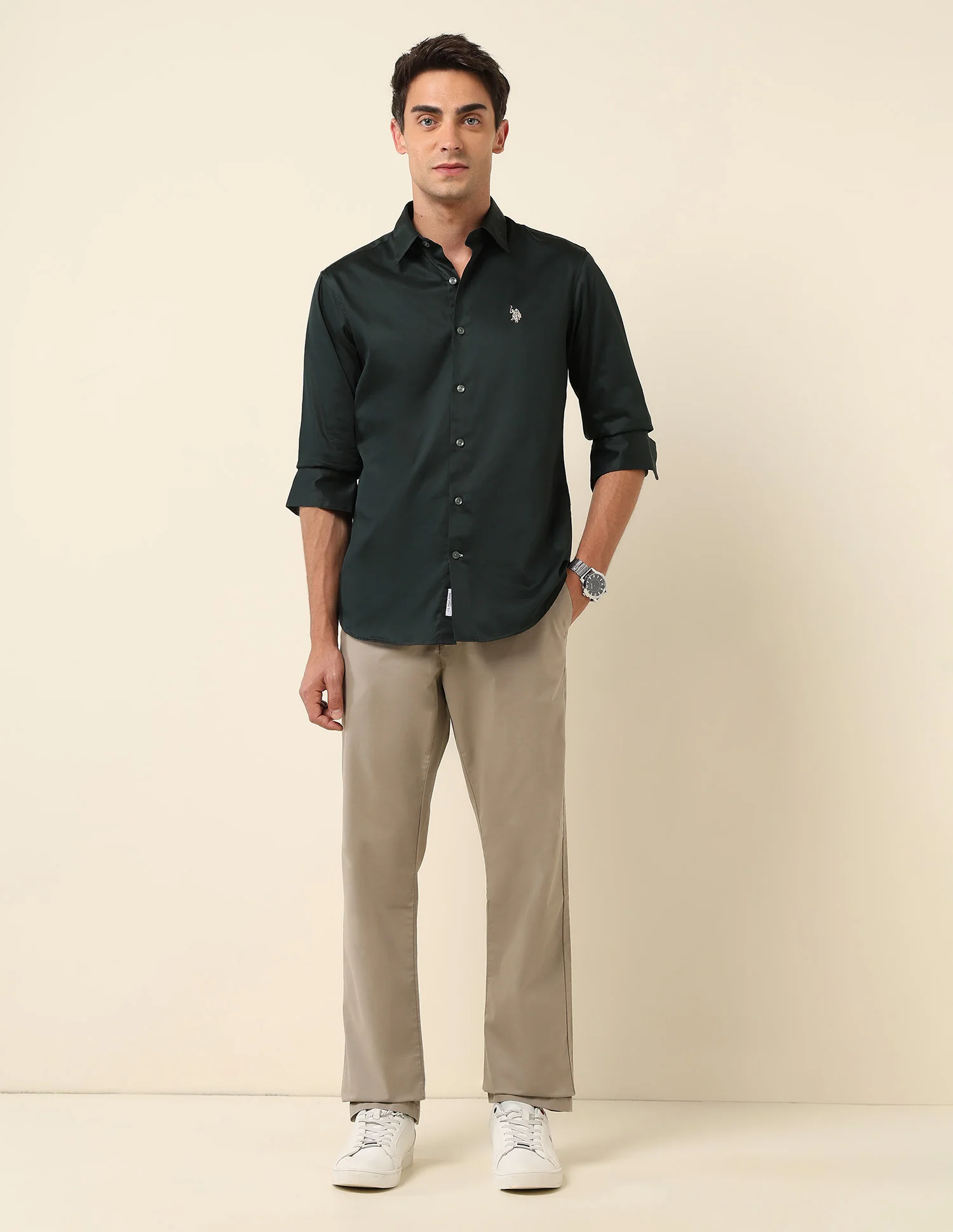 Tailored Fit Satin Pure Cotton Shirt - Image 3