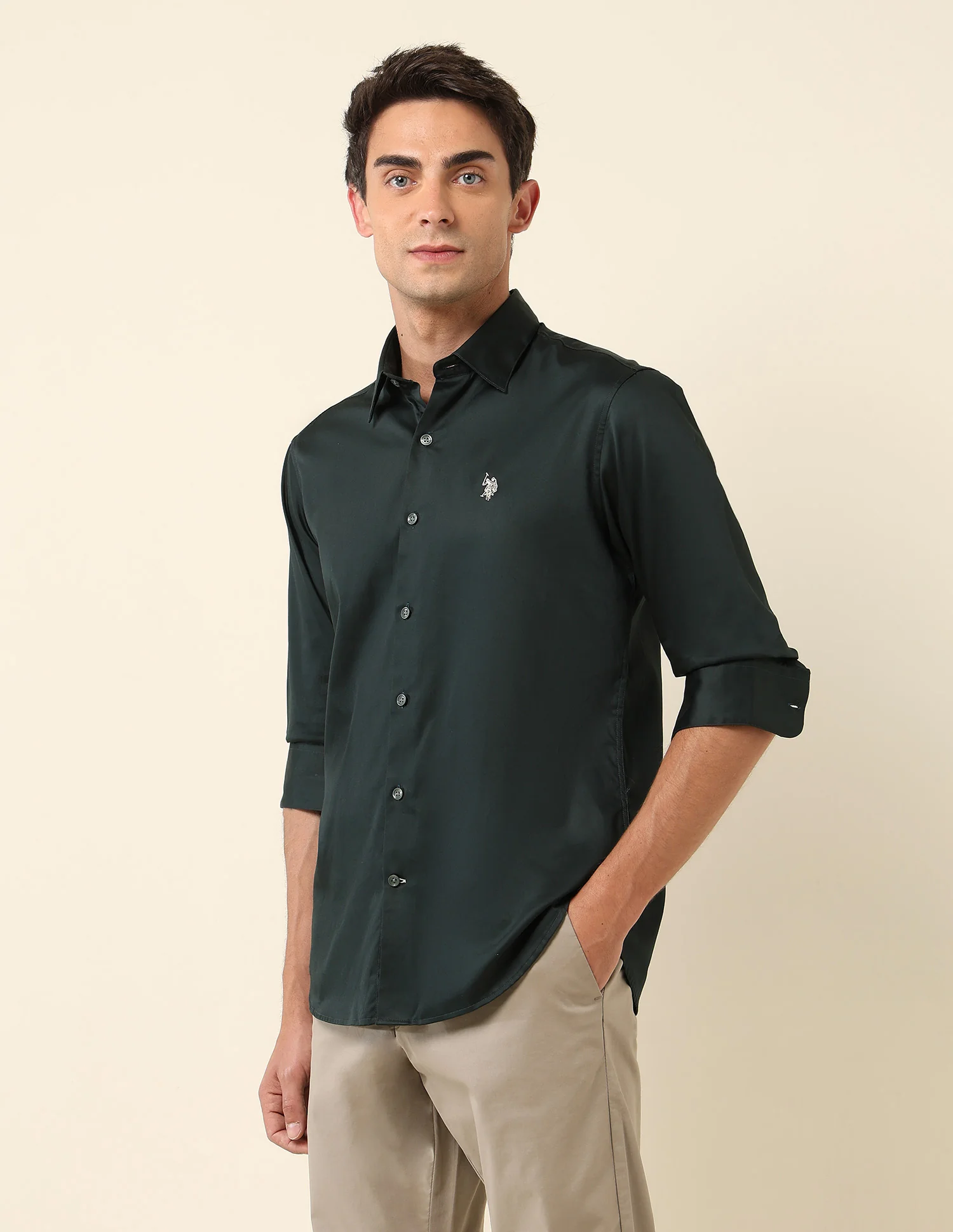 Tailored Fit Satin Pure Cotton Shirt - Image 4