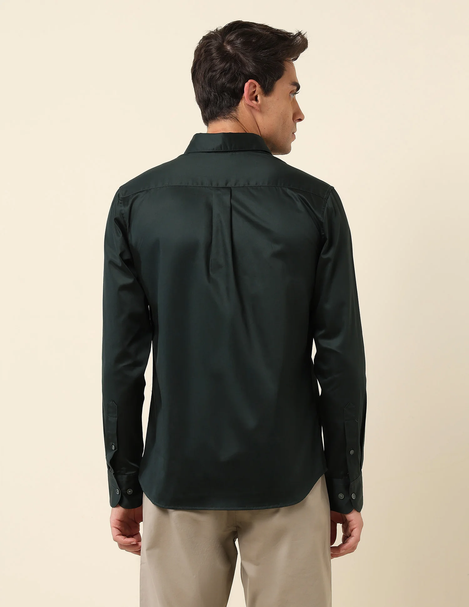 Tailored Fit Satin Pure Cotton Shirt - Image 5