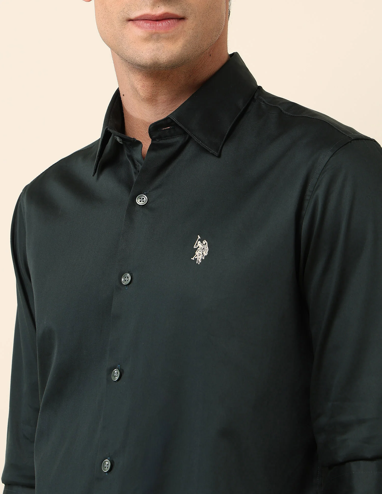 Tailored Fit Satin Pure Cotton Shirt - Image 7