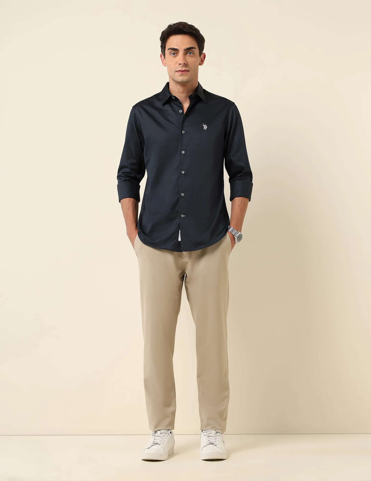 Tailored Fit Satin Pure Cotton Shirt - Image 3