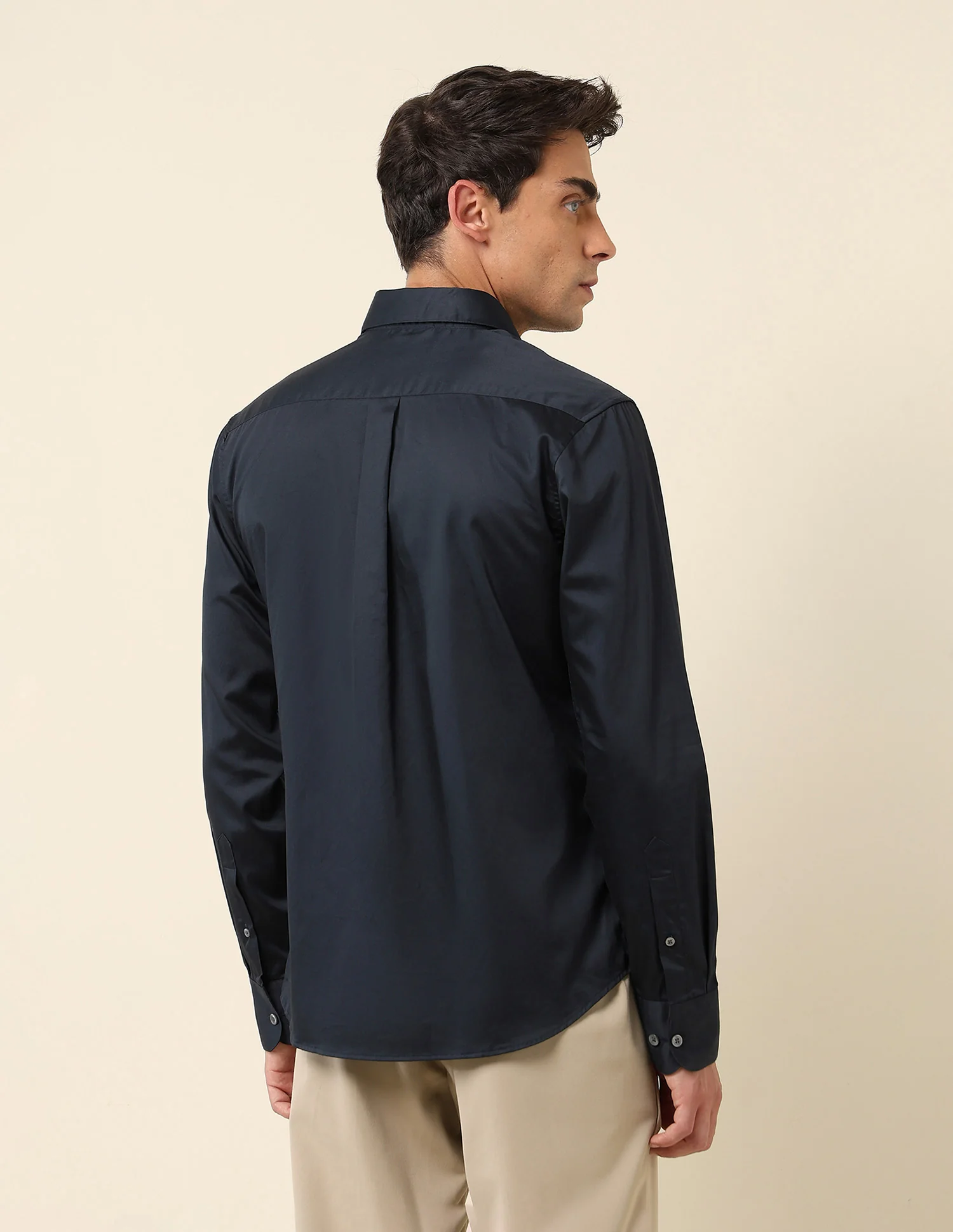 Tailored Fit Satin Pure Cotton Shirt - Image 5