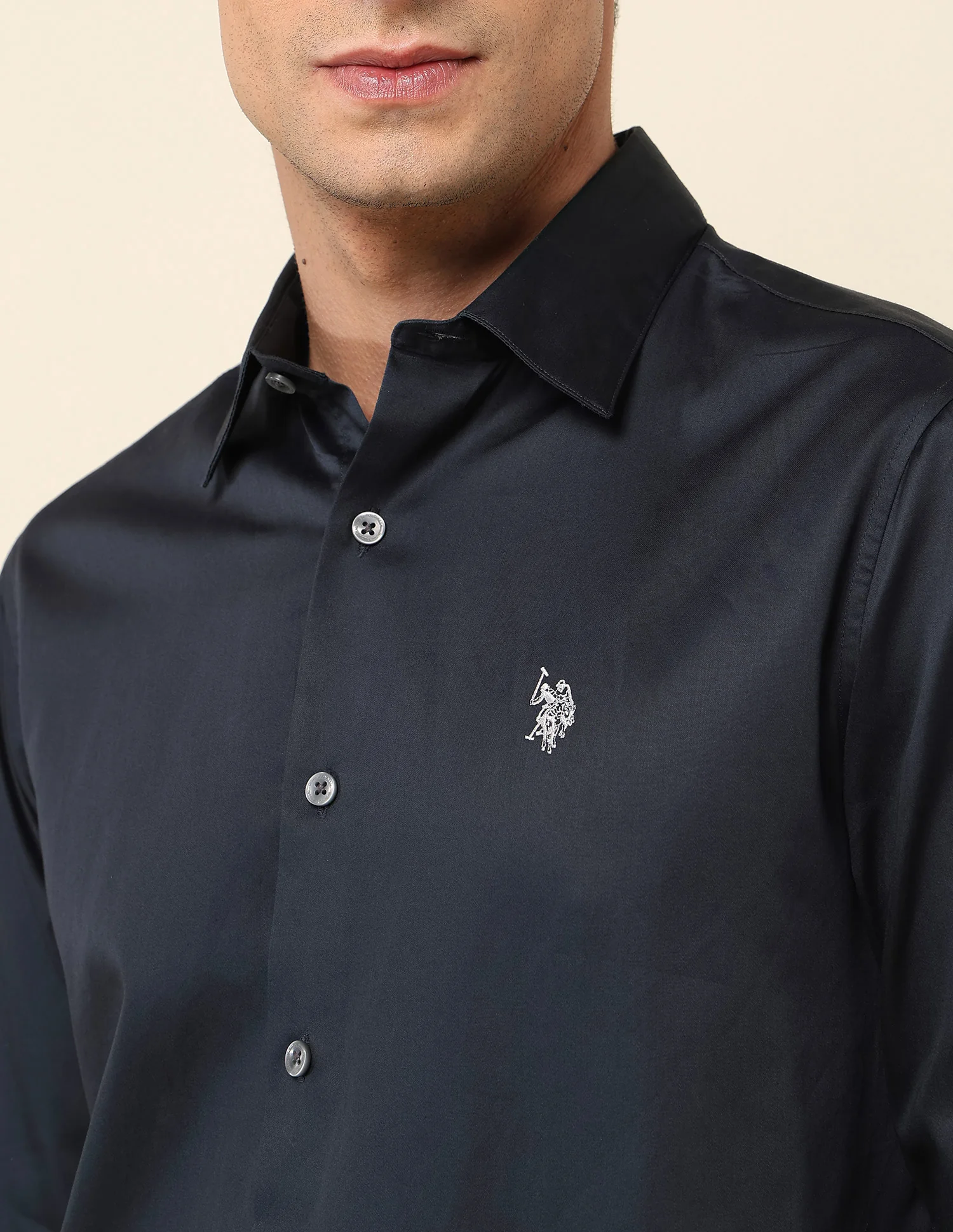 Tailored Fit Satin Pure Cotton Shirt - Image 7