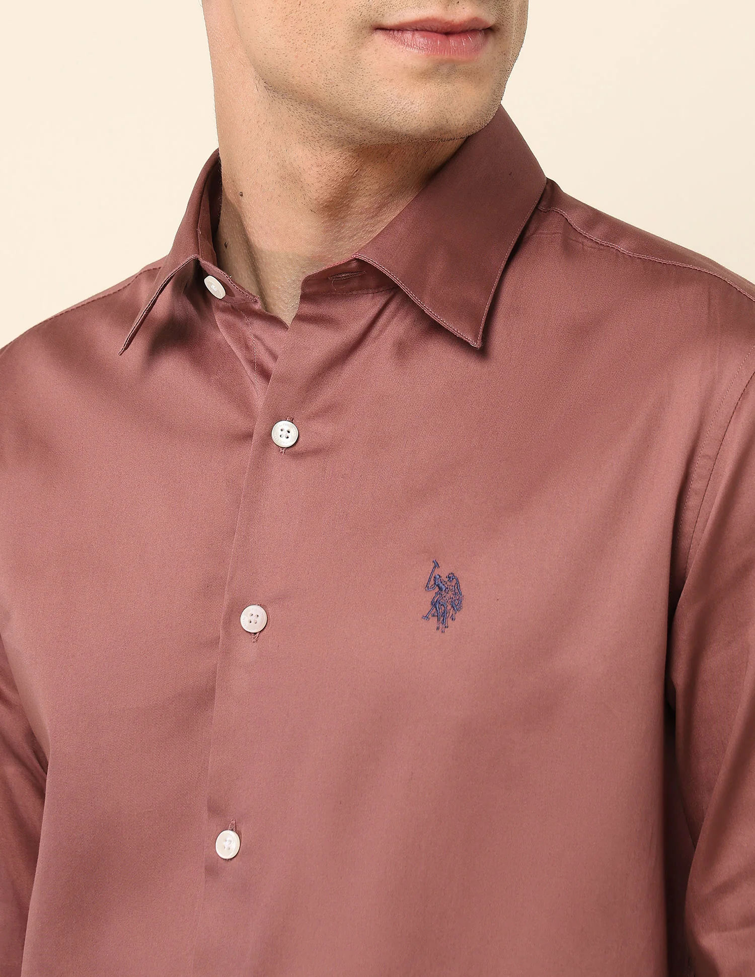 Tailored Fit Satin Pure Cotton Shirt - Image 7