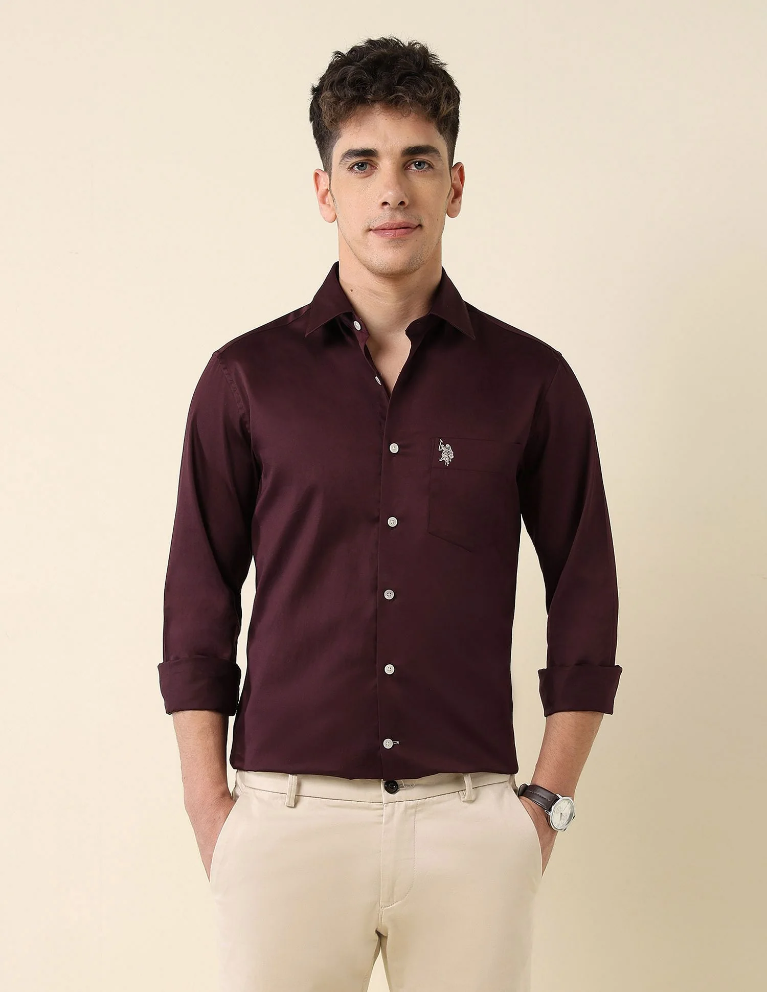Tailored Fit Satin Shirt