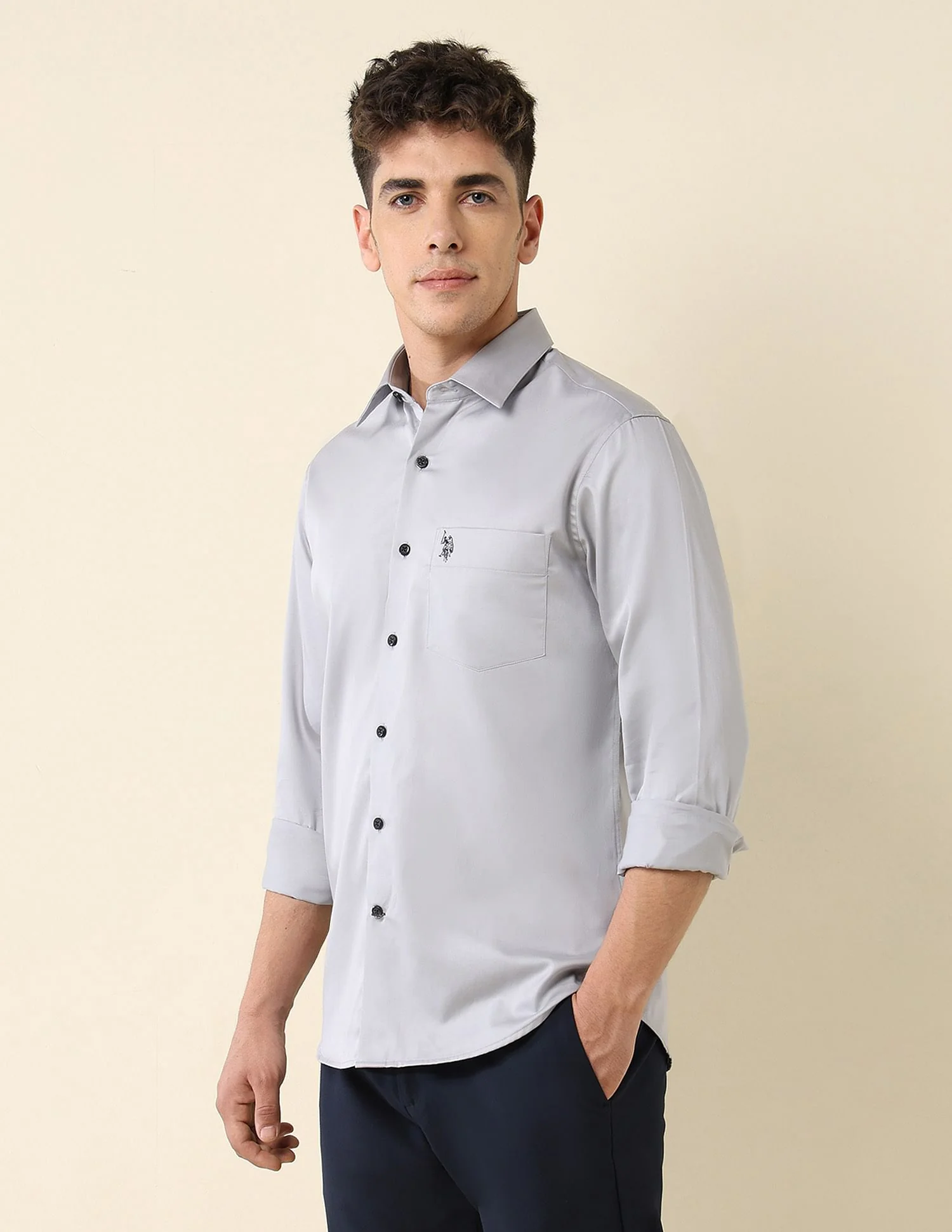 Tailored Fit Satin Shirt - Image 4