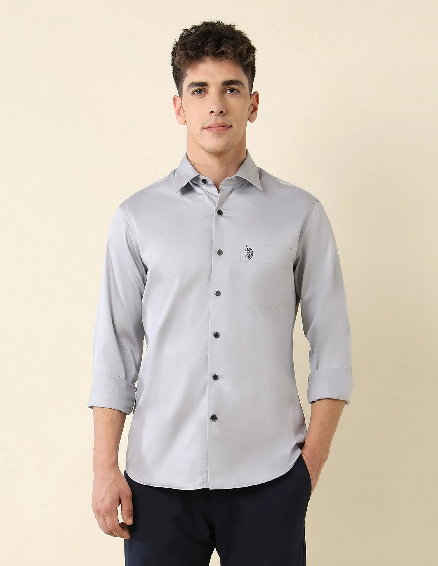 Tailored Fit Satin Shirt - Image 6