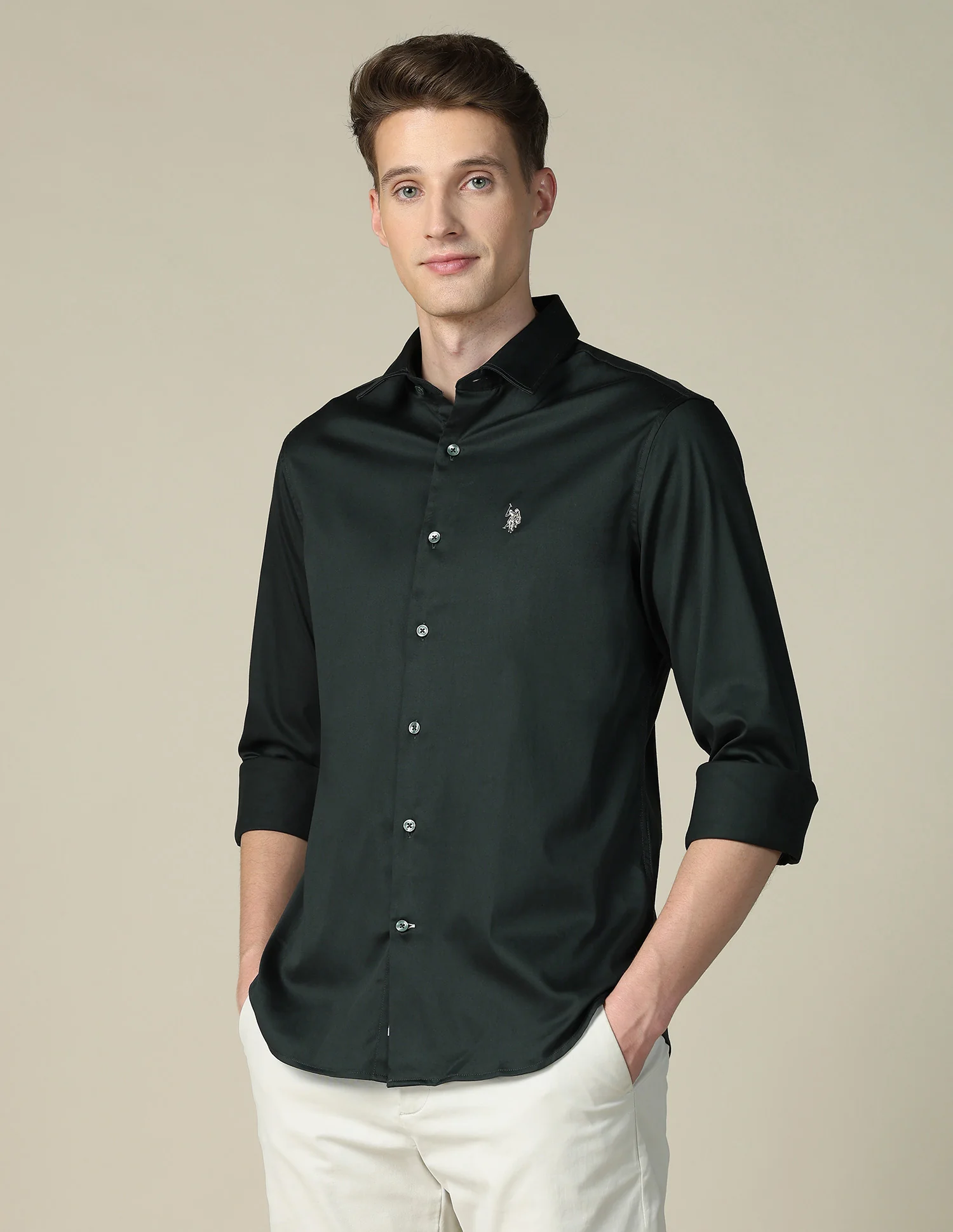 Tailored Fit Satin Shirt - Image 4