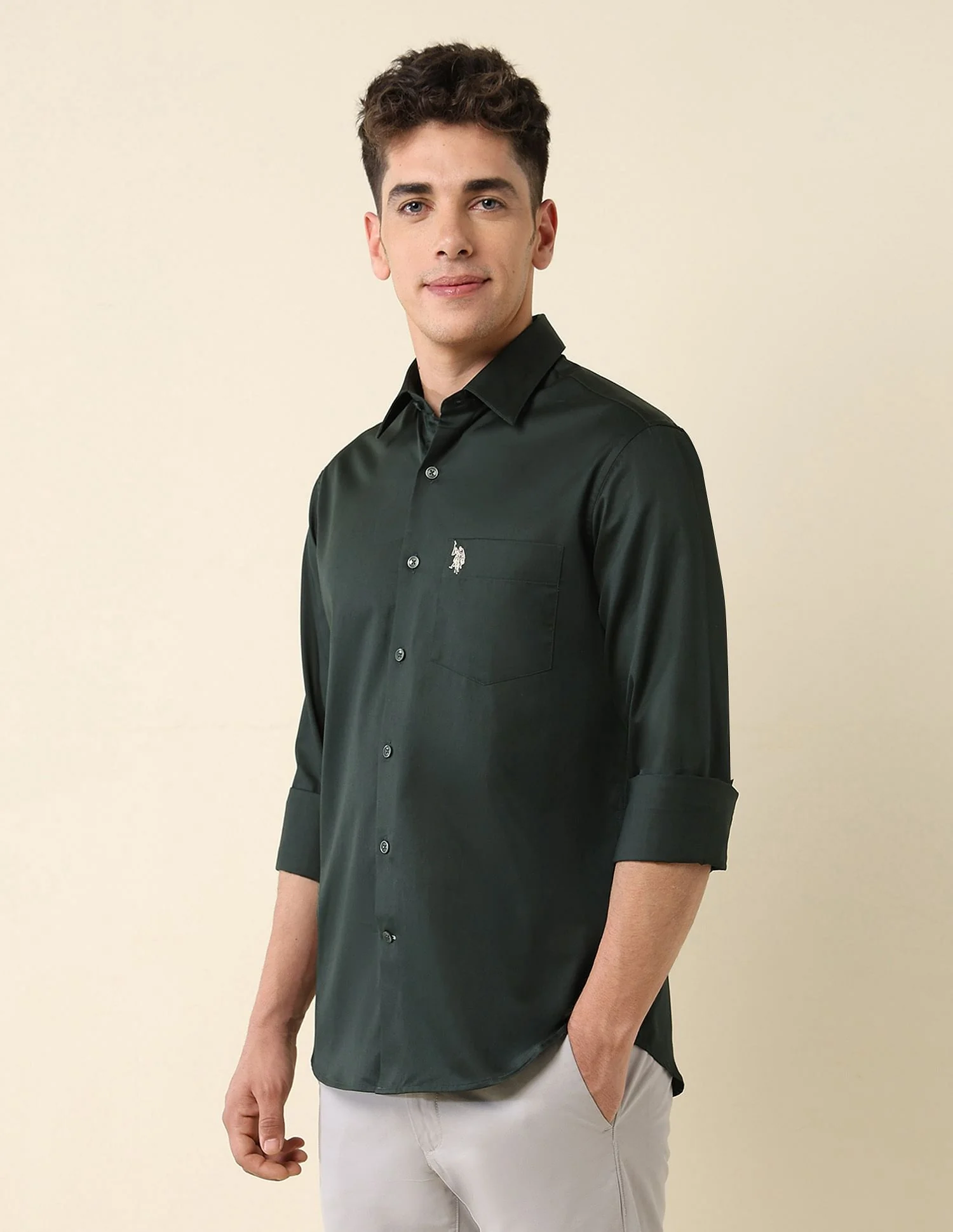 Tailored Fit Satin Shirt - Image 4