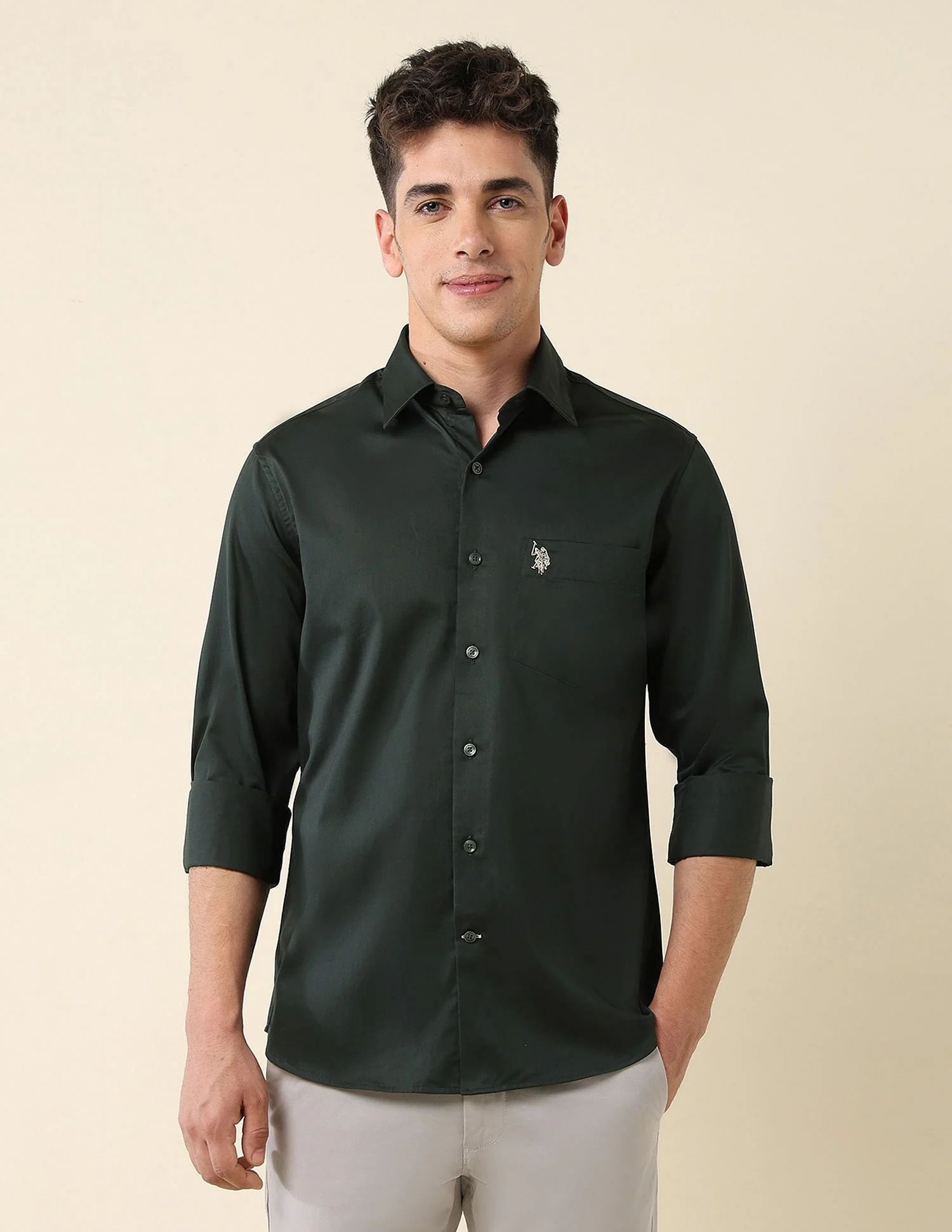 Tailored Fit Satin Shirt - Image 6