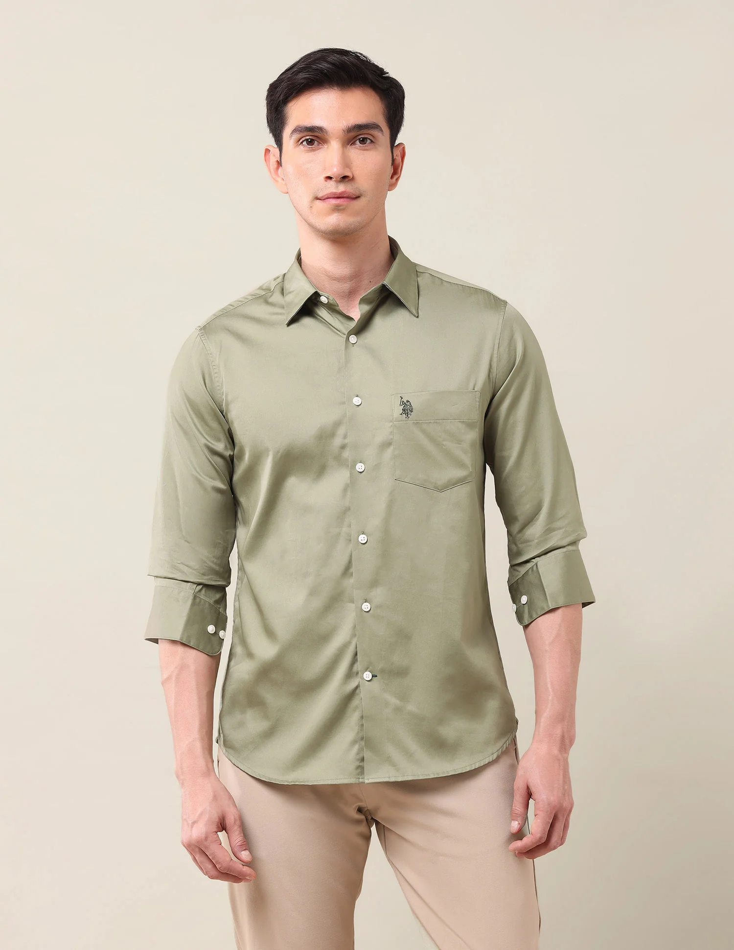 Tailored Fit Satin Shirt - Image 6