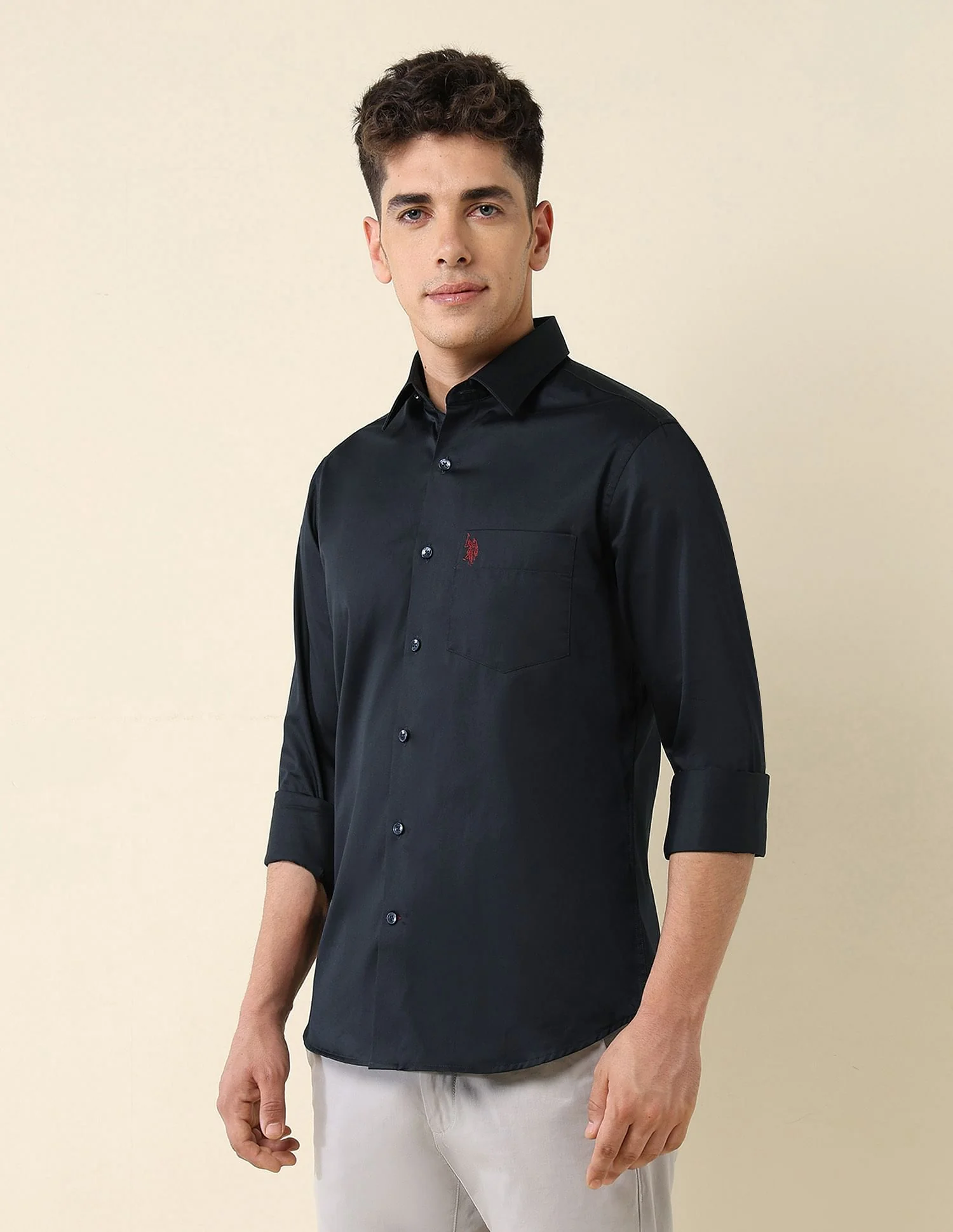 Tailored Fit Satin Shirt - Image 4
