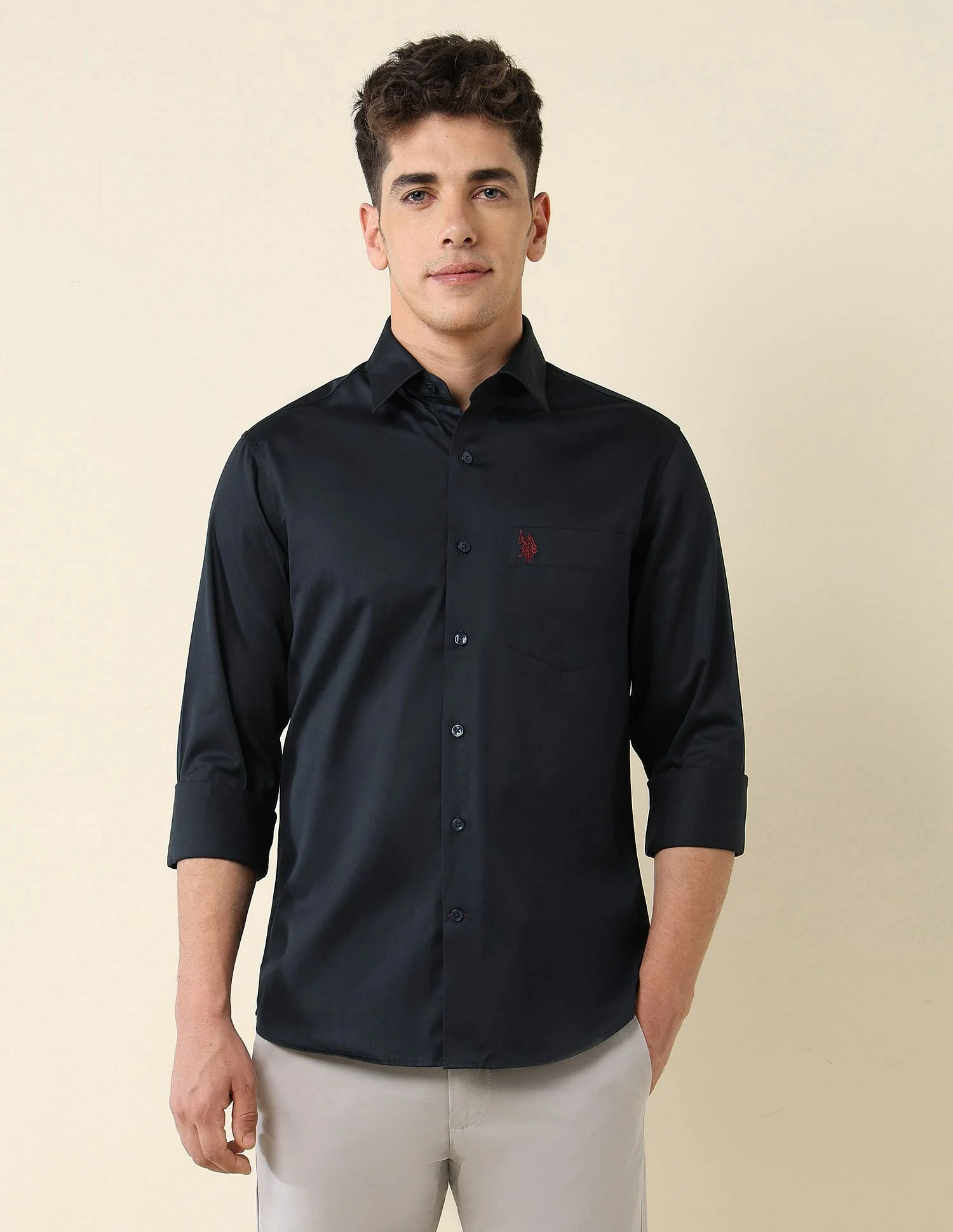 Tailored Fit Satin Shirt - Image 6