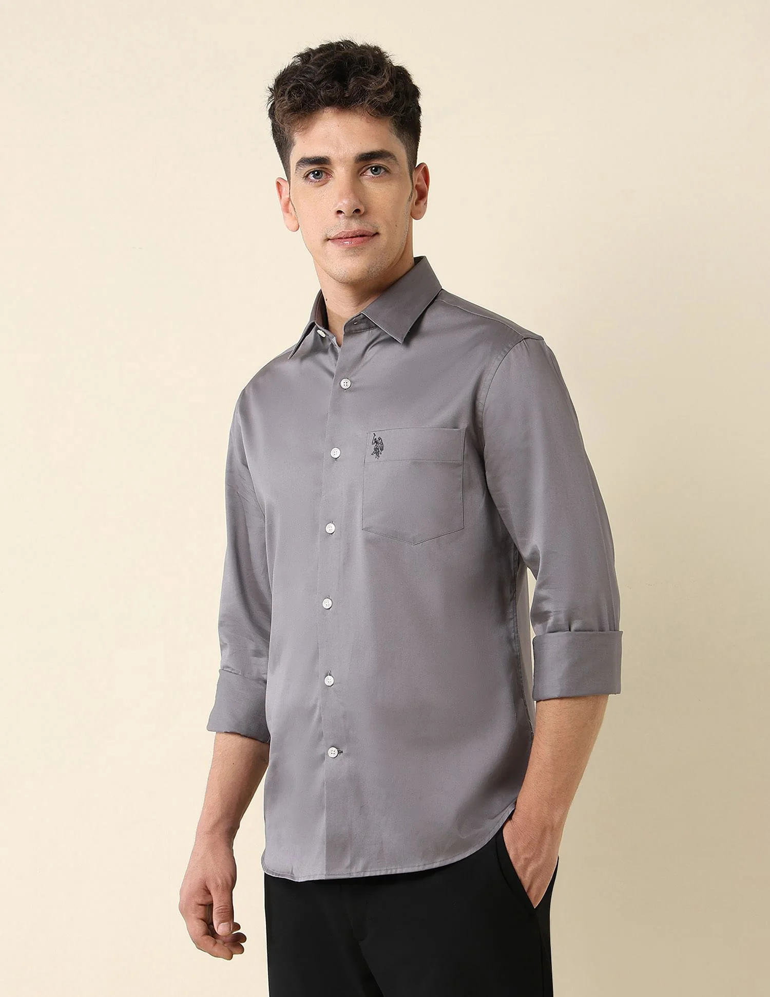 Tailored Fit Satin Shirt - Image 4