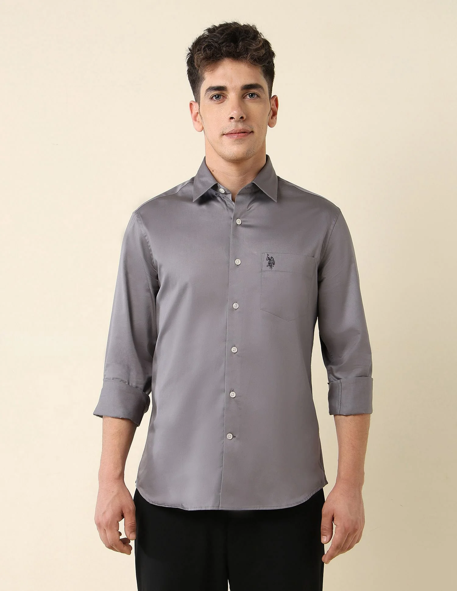 Tailored Fit Satin Shirt - Image 6