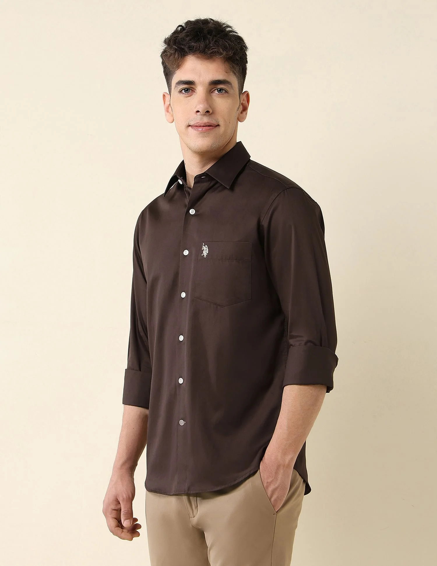 Tailored Fit Satin Shirt - Image 4