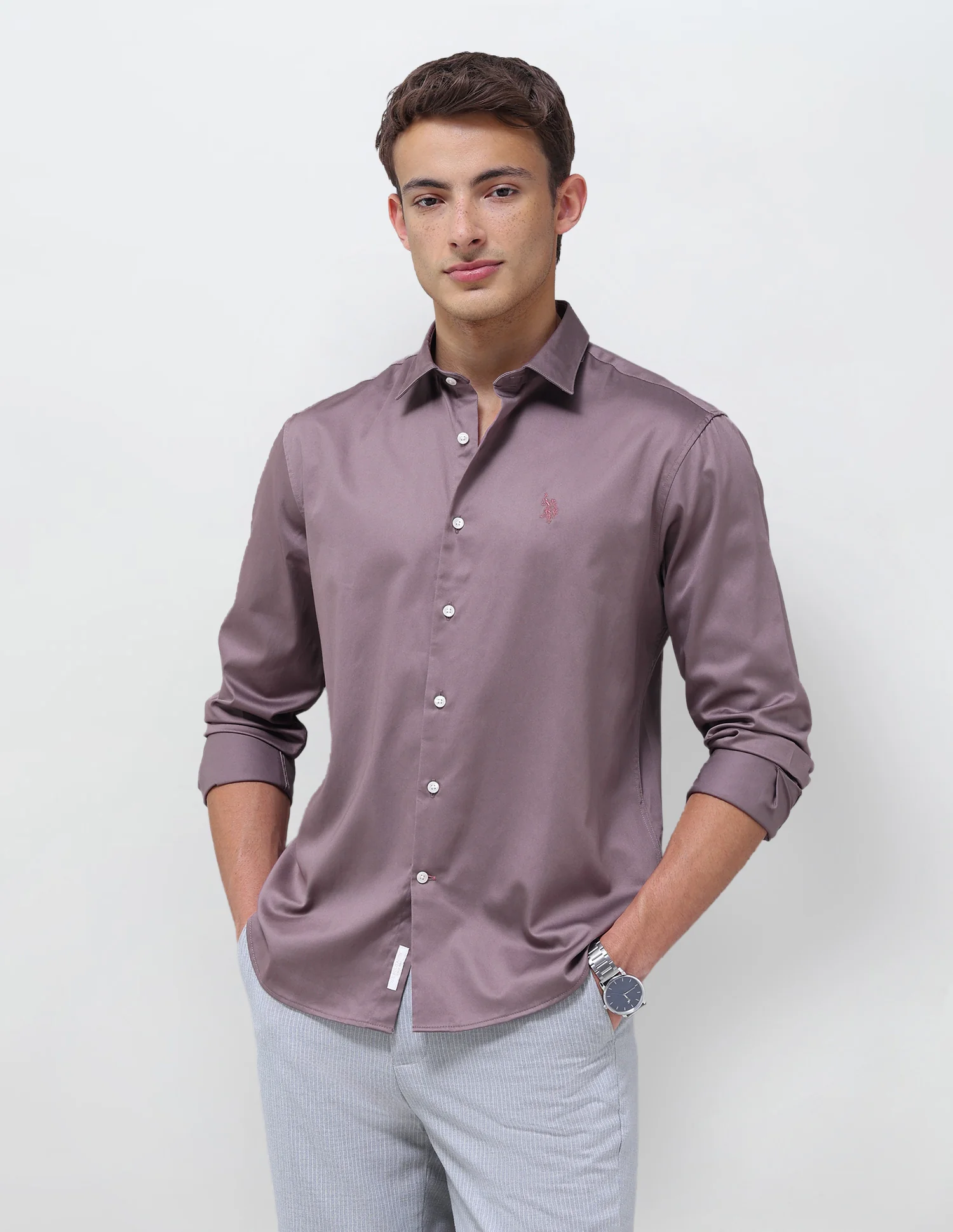 Tailored Fit Satin Shirt