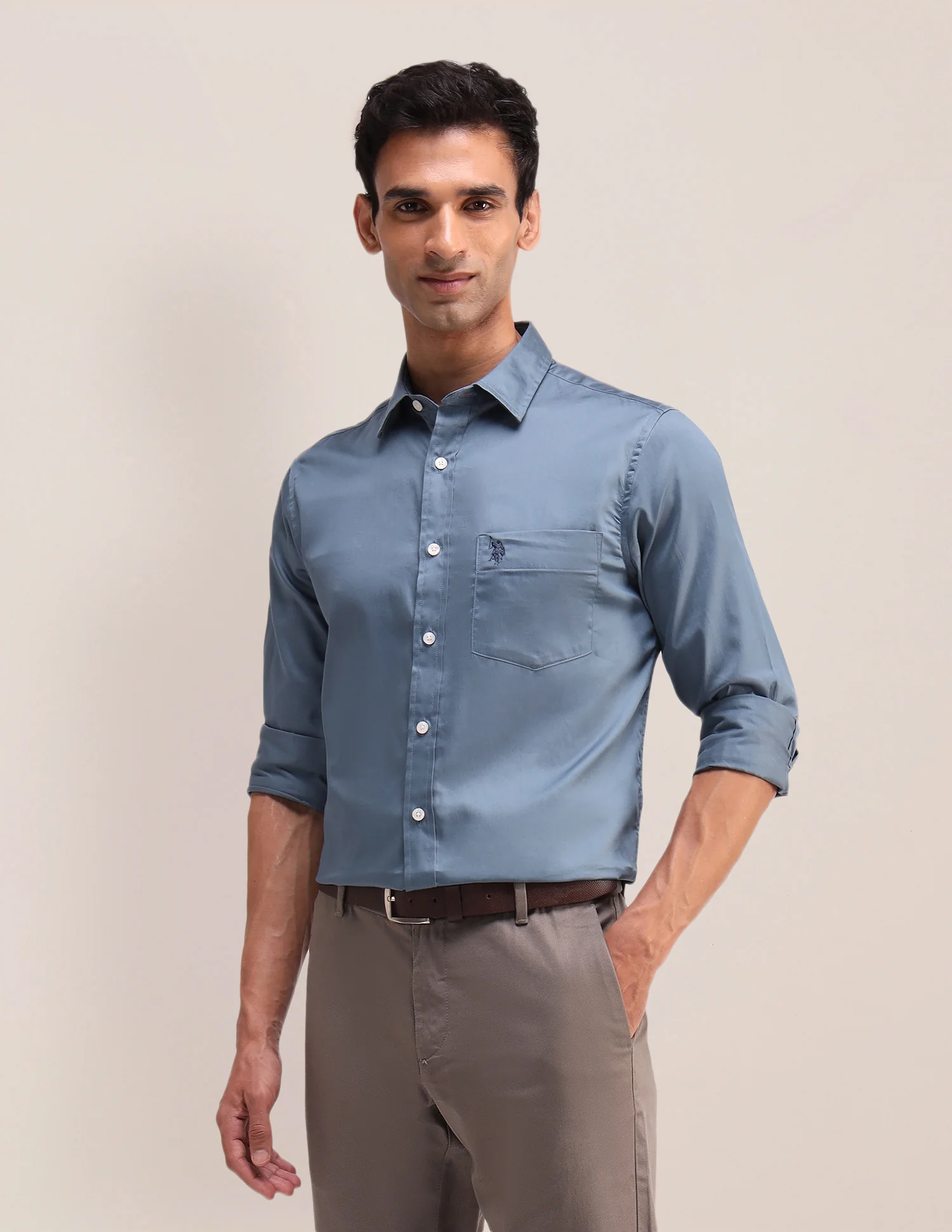 Tailored Fit Satin Shirt