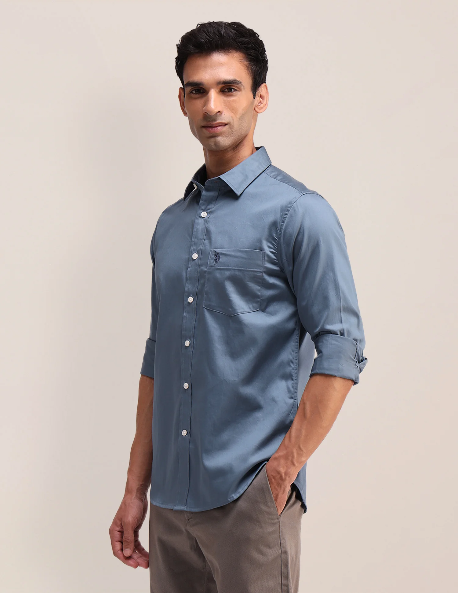 Tailored Fit Satin Shirt - Image 4