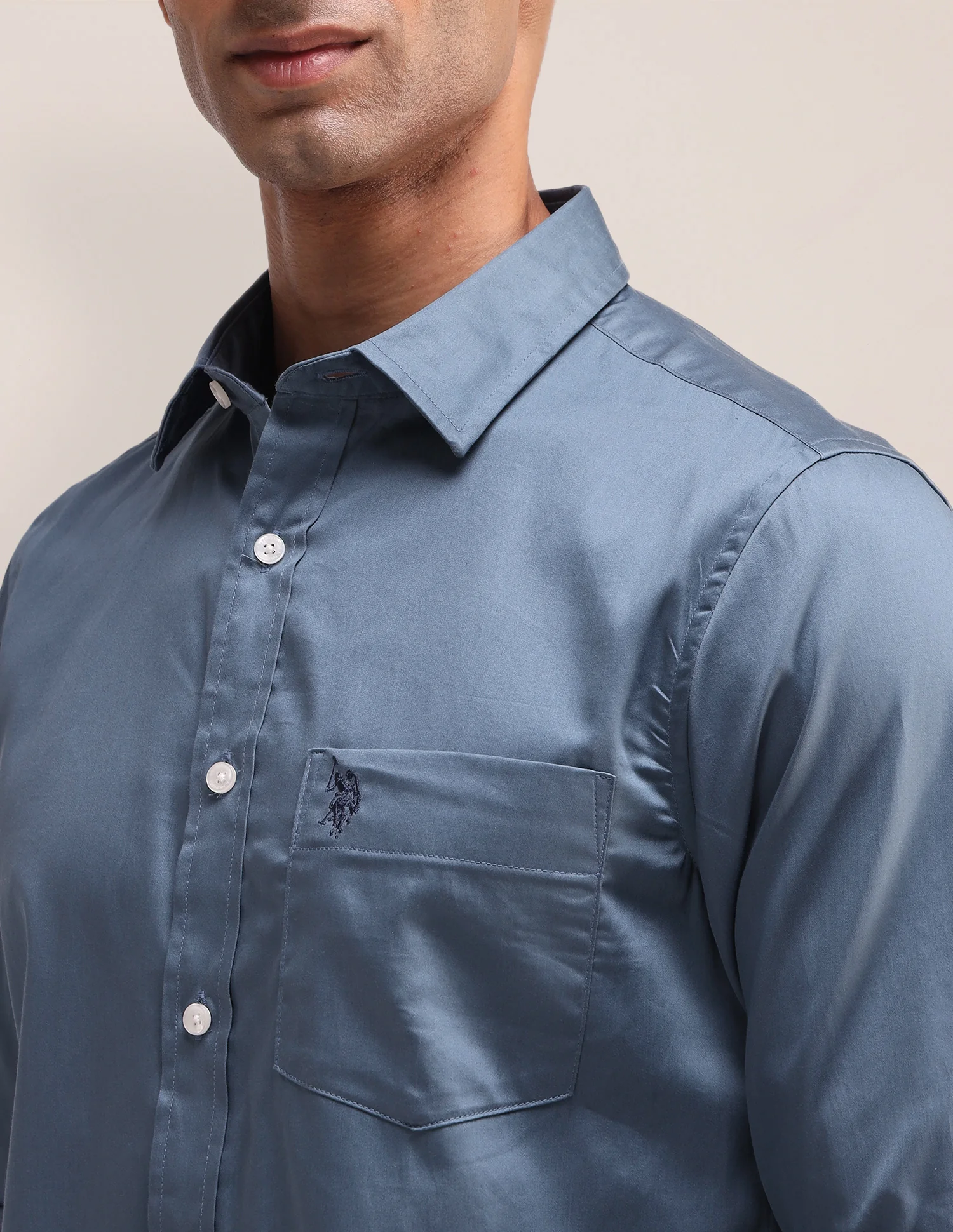 Tailored Fit Satin Shirt - Image 7