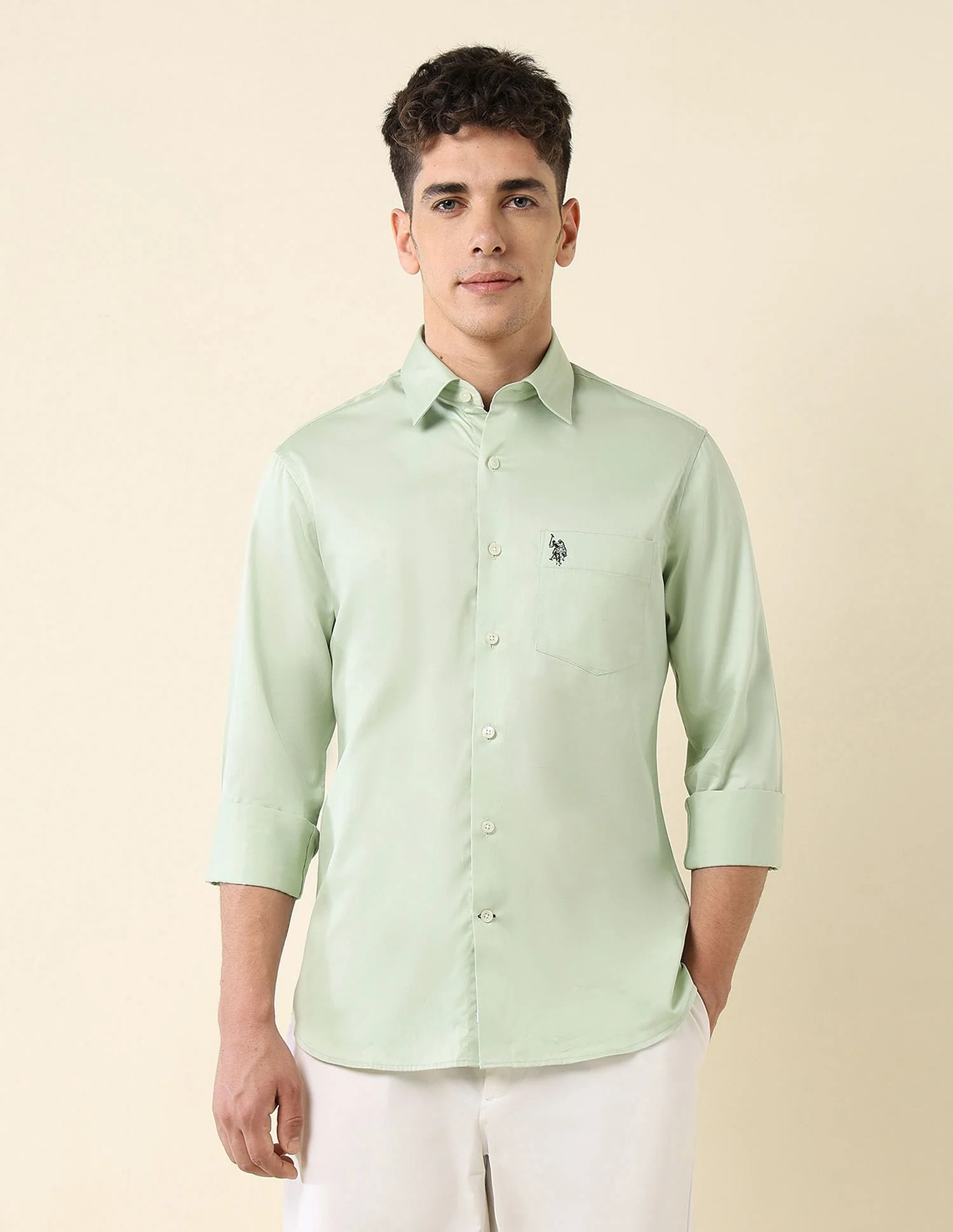 Tailored Fit Satin Shirt - Image 6